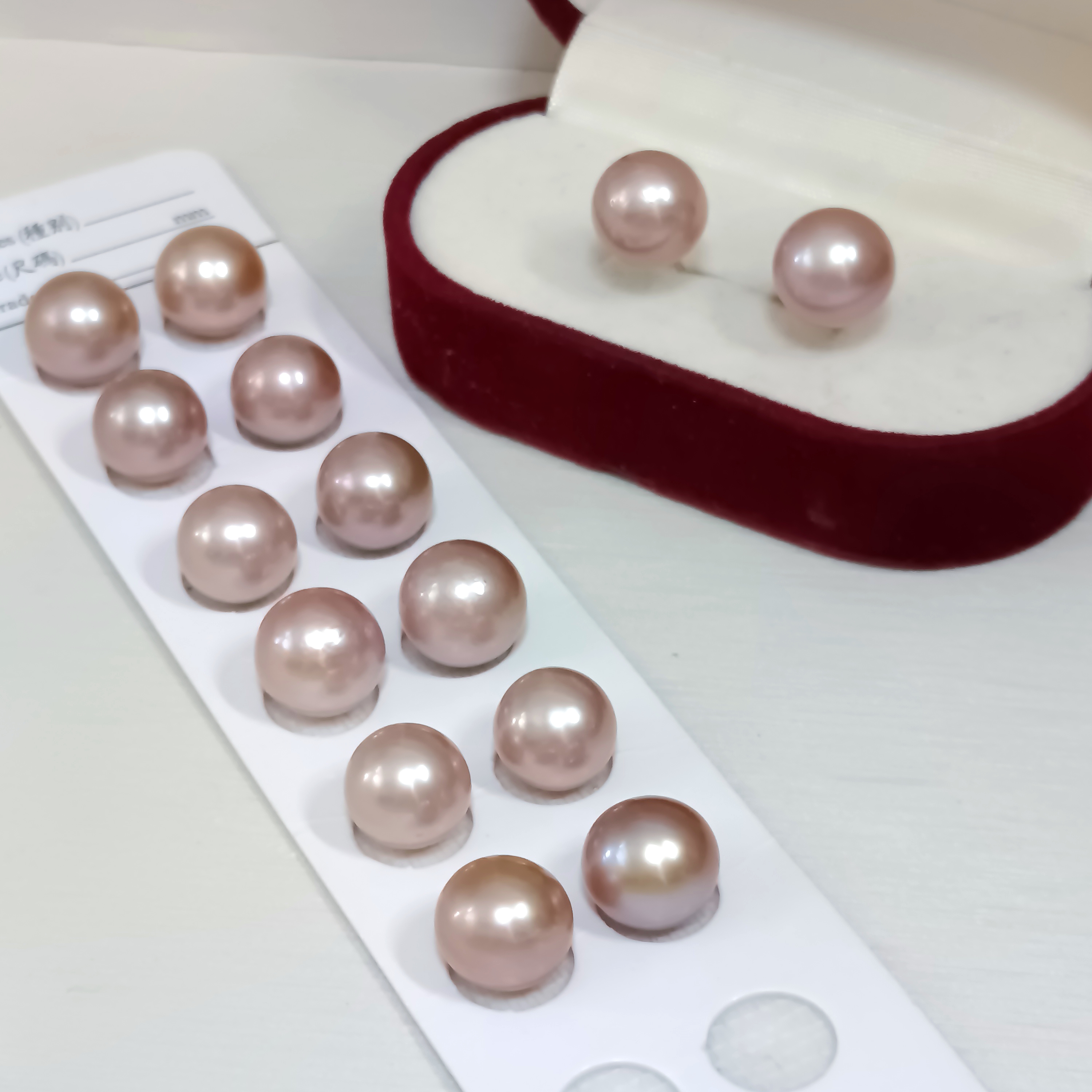 特價品‼️正圓強光愛迪生粉藕色珍珠925銀針耳釘