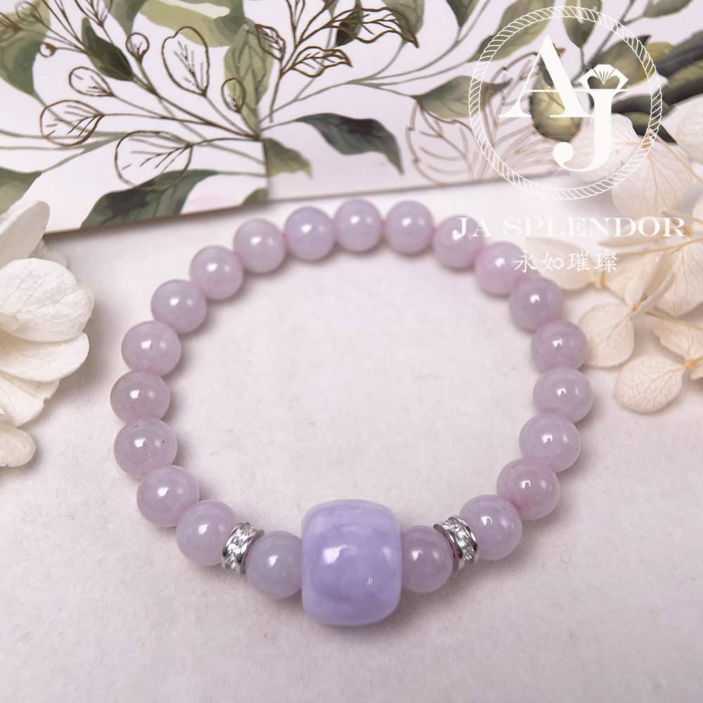 FBG26-H18 天然翡翠A玉-冰種紫羅蘭路路通拼粉色翡翠手串（旺人緣）