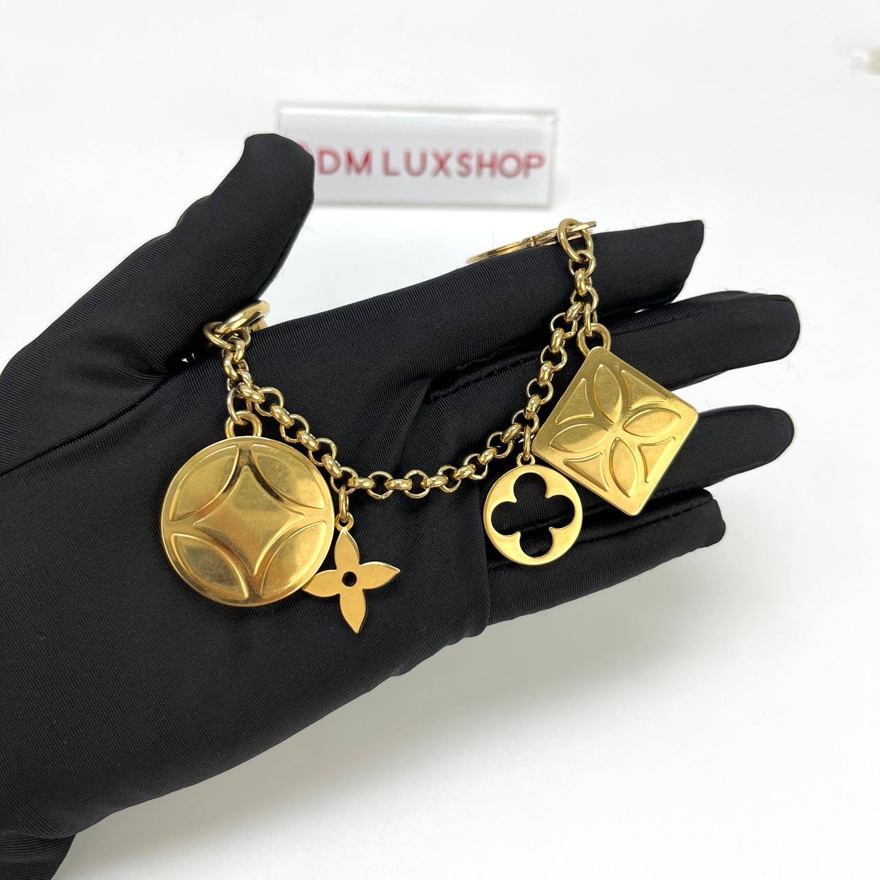 LV Fluer De Monogram Key Chain Charm GHW