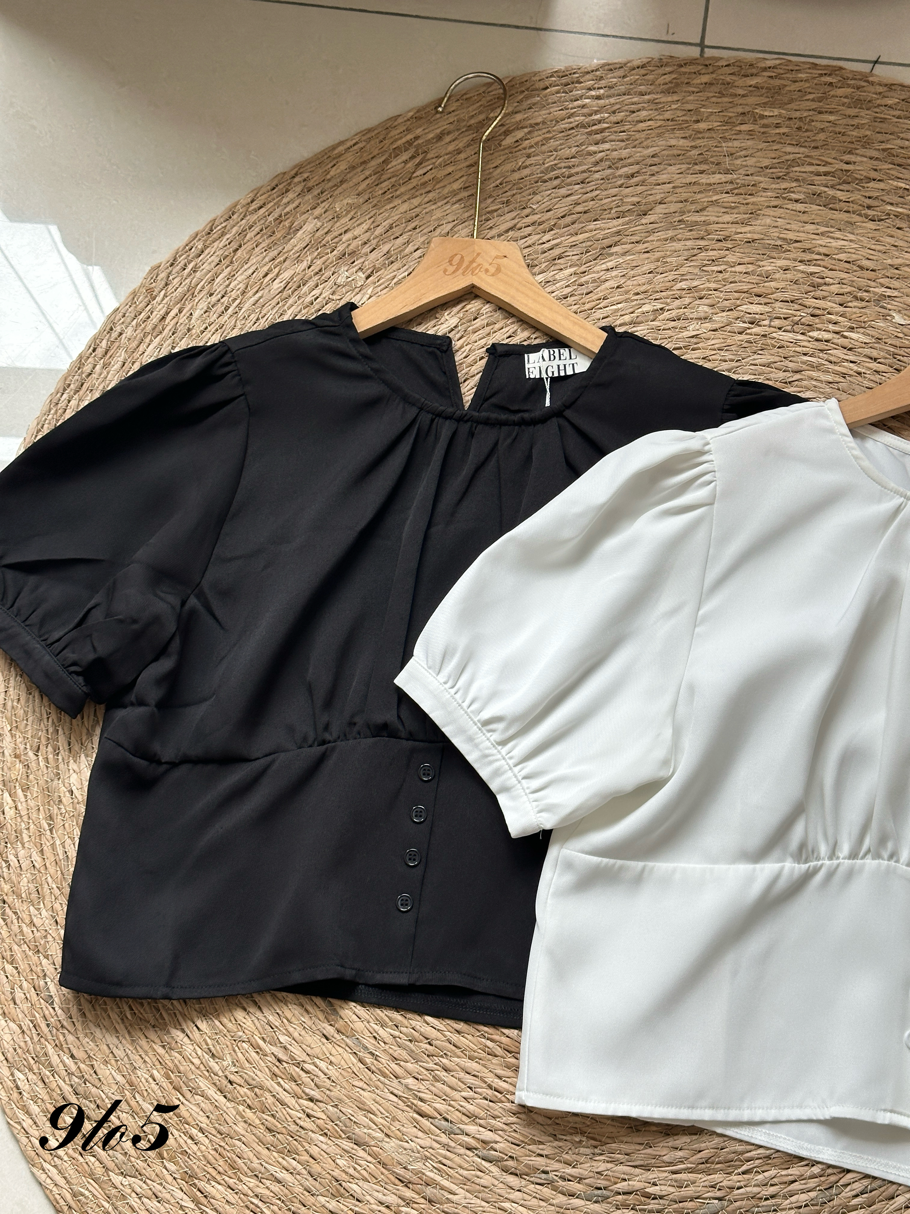 T4067 Puff Sleeve Ruched Top - 4 Colors 