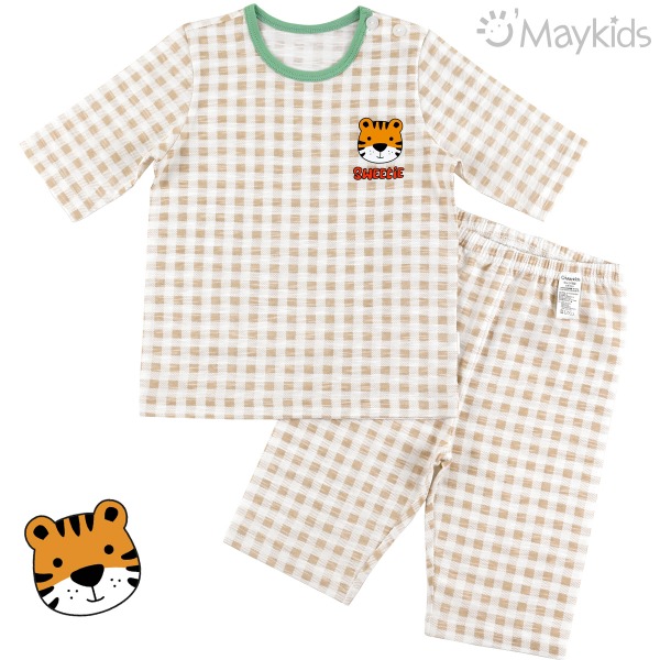 Maykids 7分袖家居服 (格仔老虎)