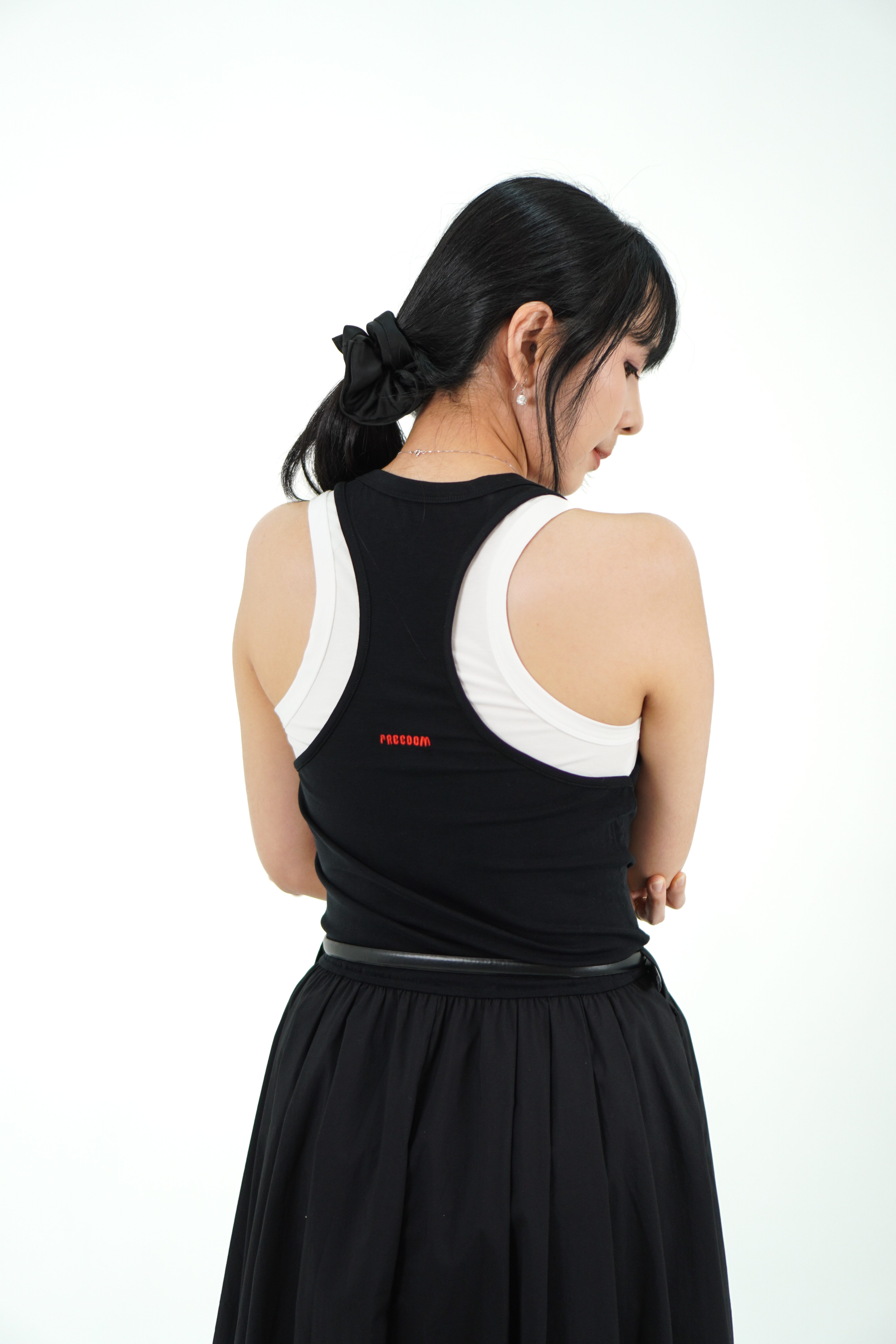 撞色拼接工字背心裙 Contrast-Panel Tank Dress