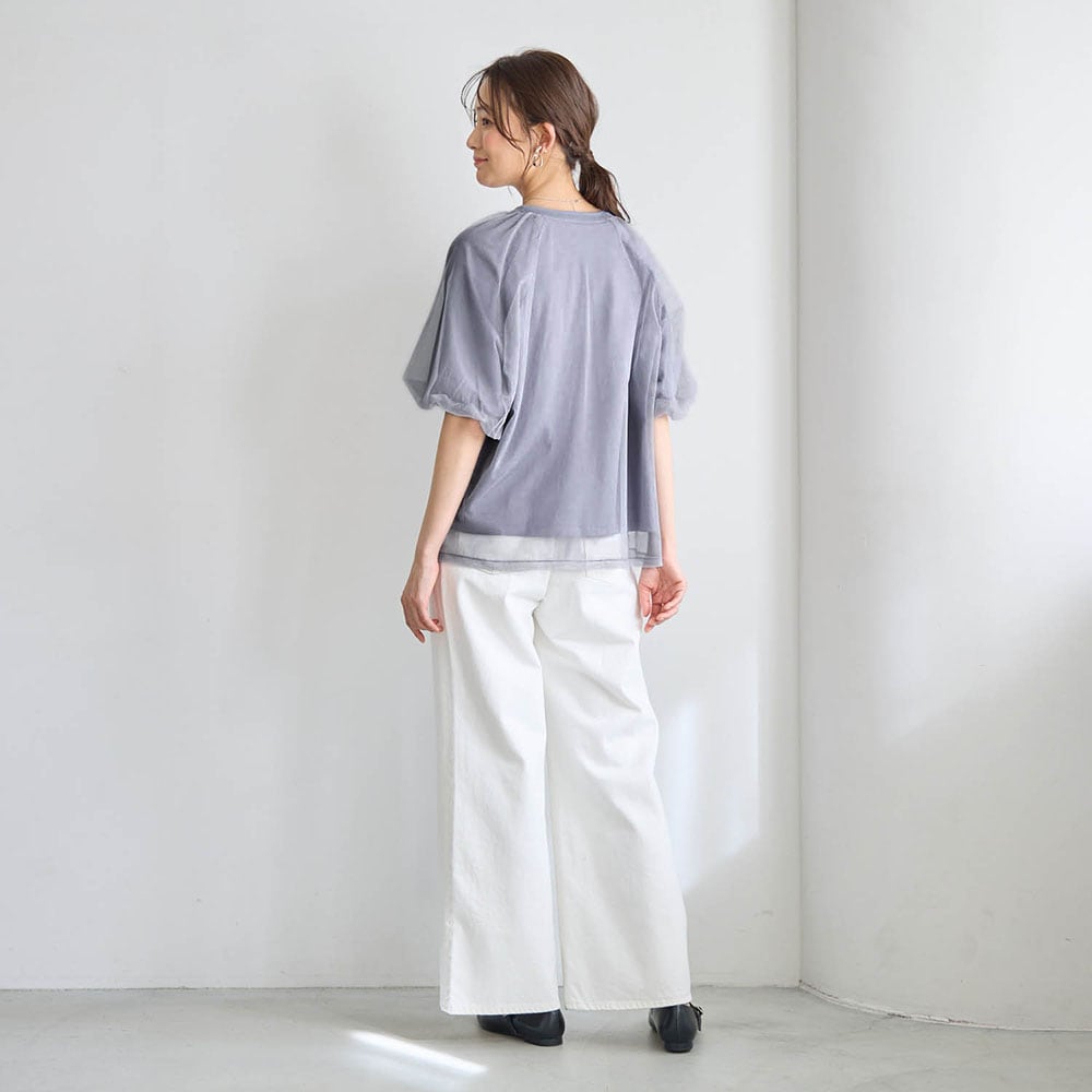 🆕【⭐訂購⭐】🌀 🇯🇵 日本直送 ❣️#親子裝❣️GITA 淡雅 薄紗疊層 泡泡袖 短袖Tee［2款選］ 🌀 [ELDA-0220][260524]