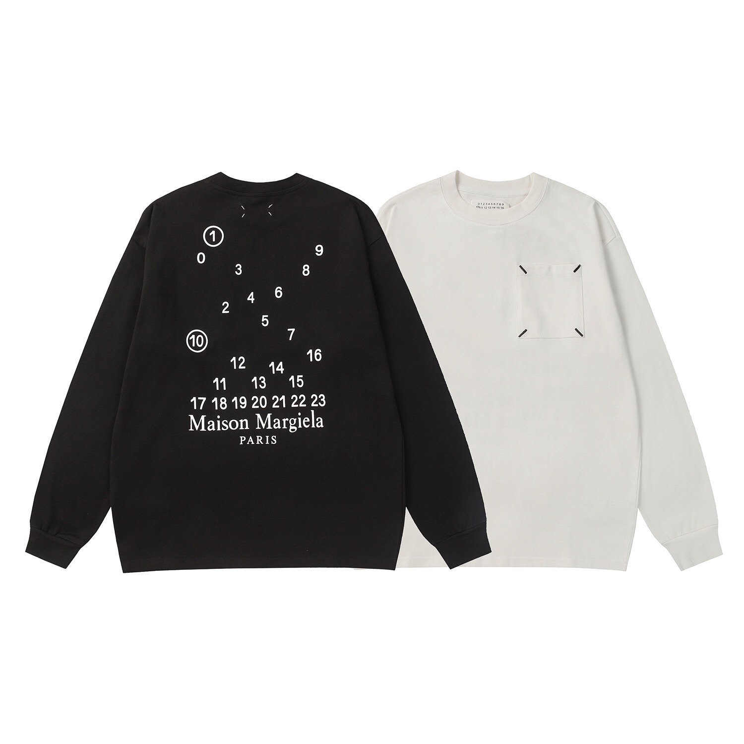 Maison Margiela 口袋四點刺繡圓領長袖Tee