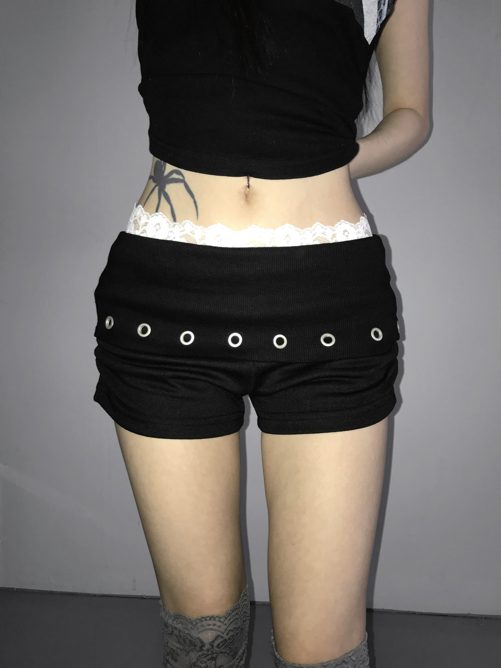 Studded Foldover Mini Shorts