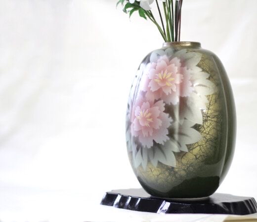 九谷燒 - 8號花瓶 - 牡丹花