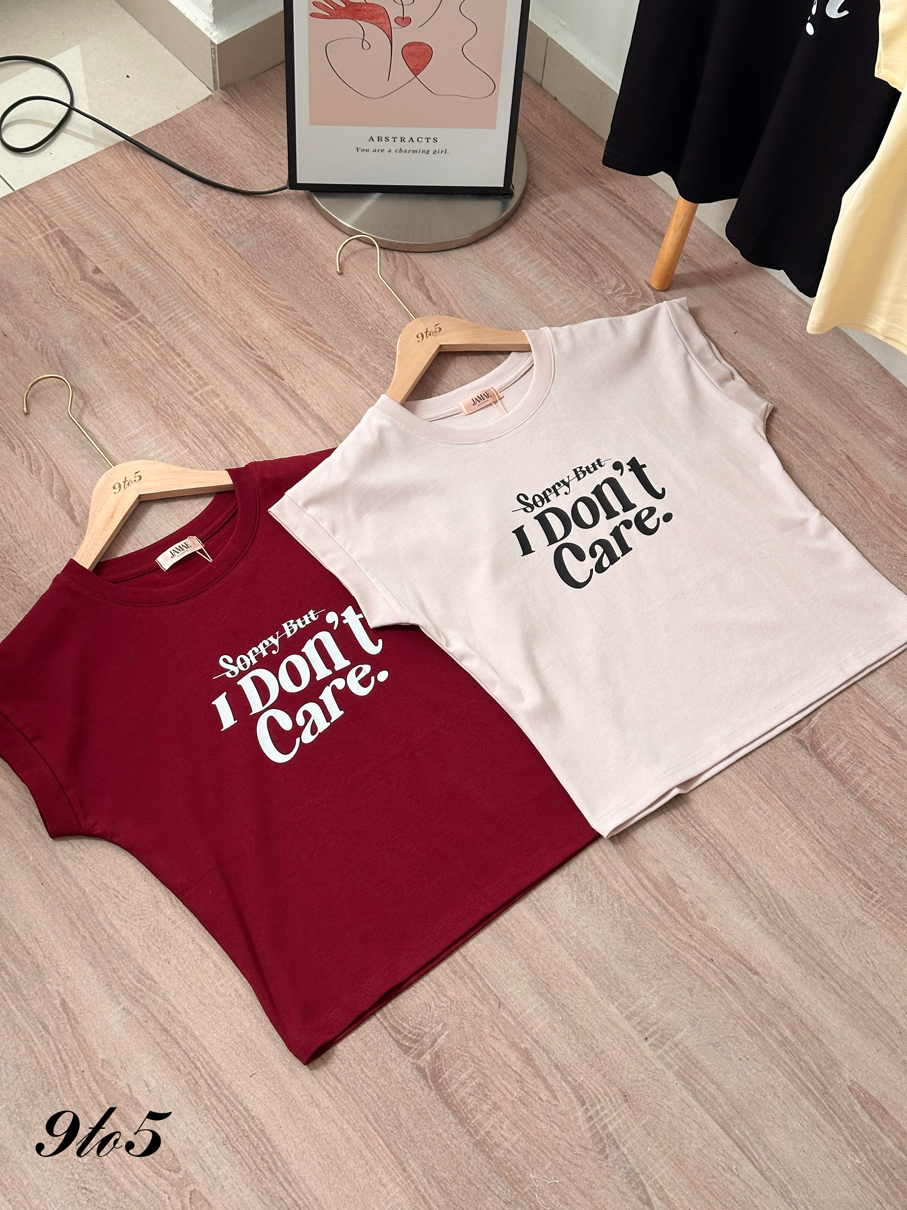 T4436 Cape Sleeve Printed Wording Tee - 4 Colors 