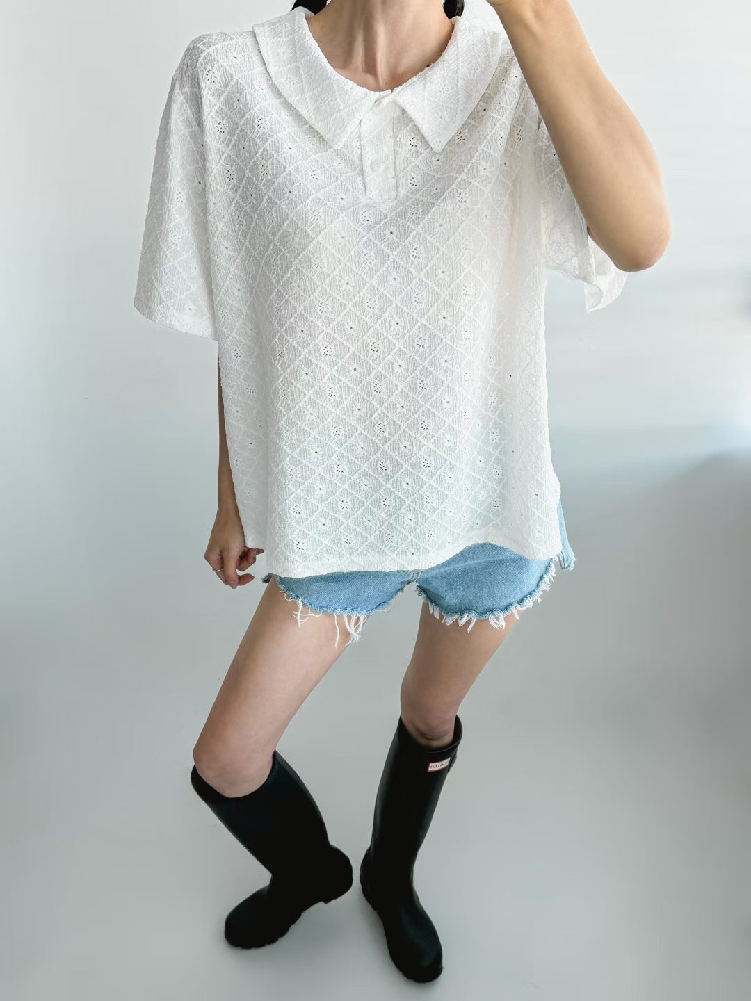 221429 Lace反領Top