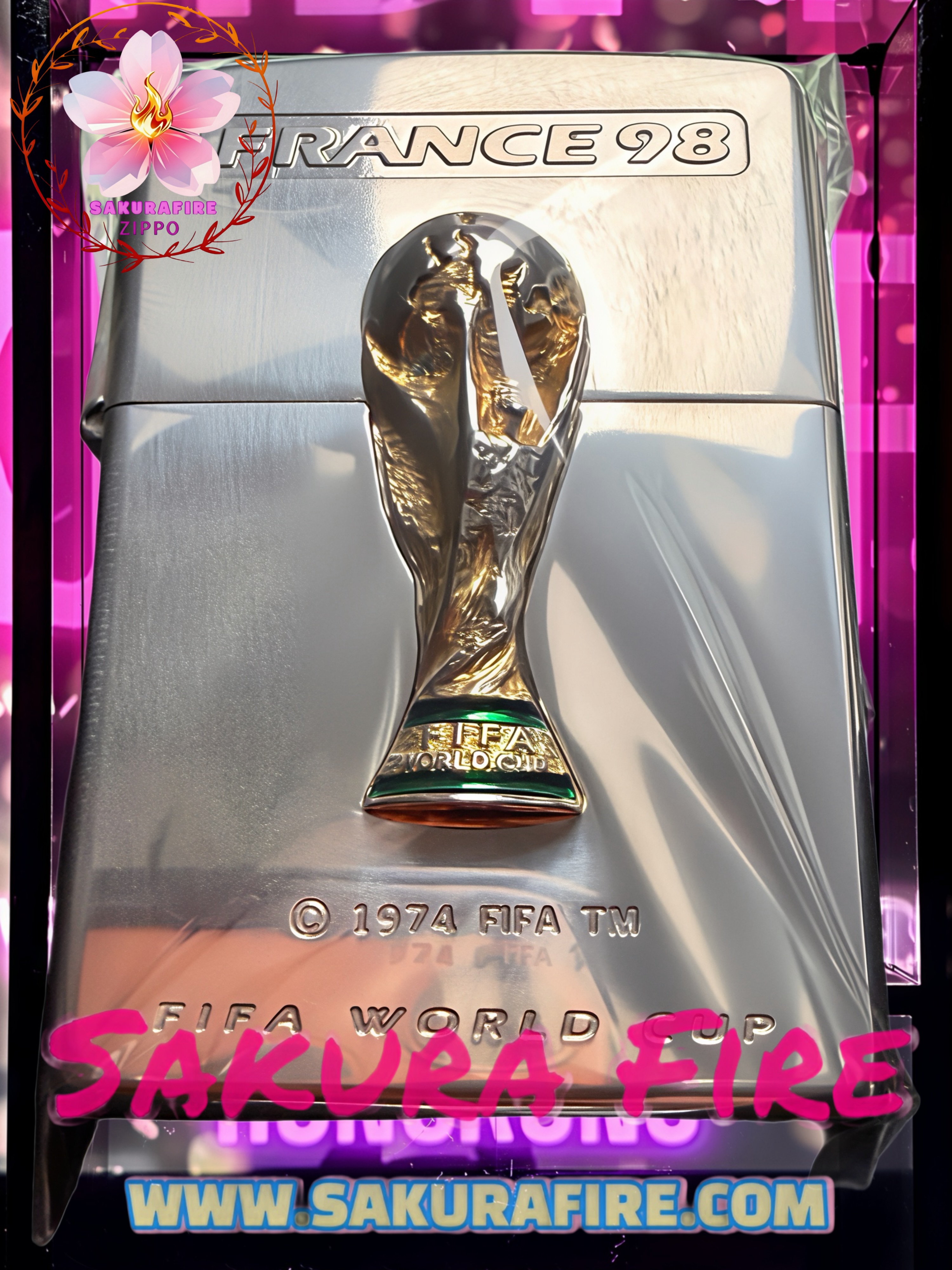 🔥ZIPPO🔥 1998年 日版 《法國巴黎 世界杯 1998》FIFA 1998Th世界杯16年 限量紀念收藏版 絕版 金杯勳章型 鍍銀古董打火機
