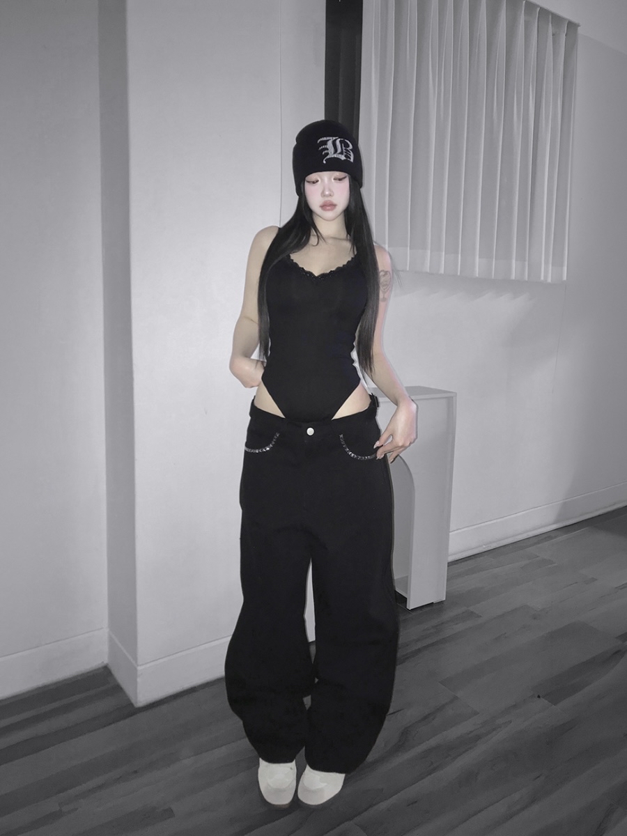 Cross Studded Wide-Leg Pants