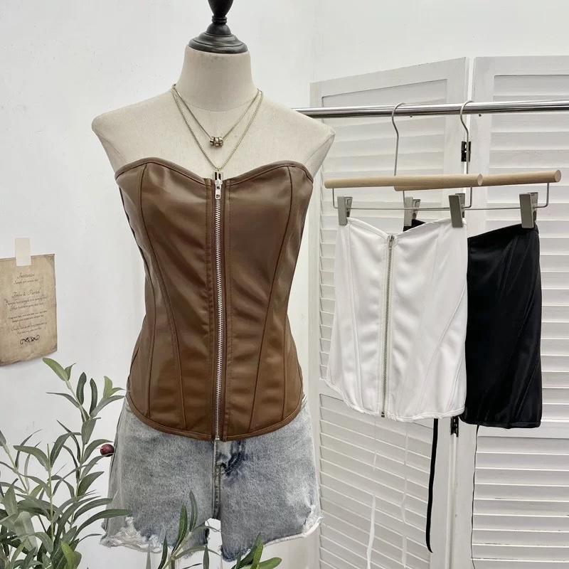 TP472后背绑带软皮上衣