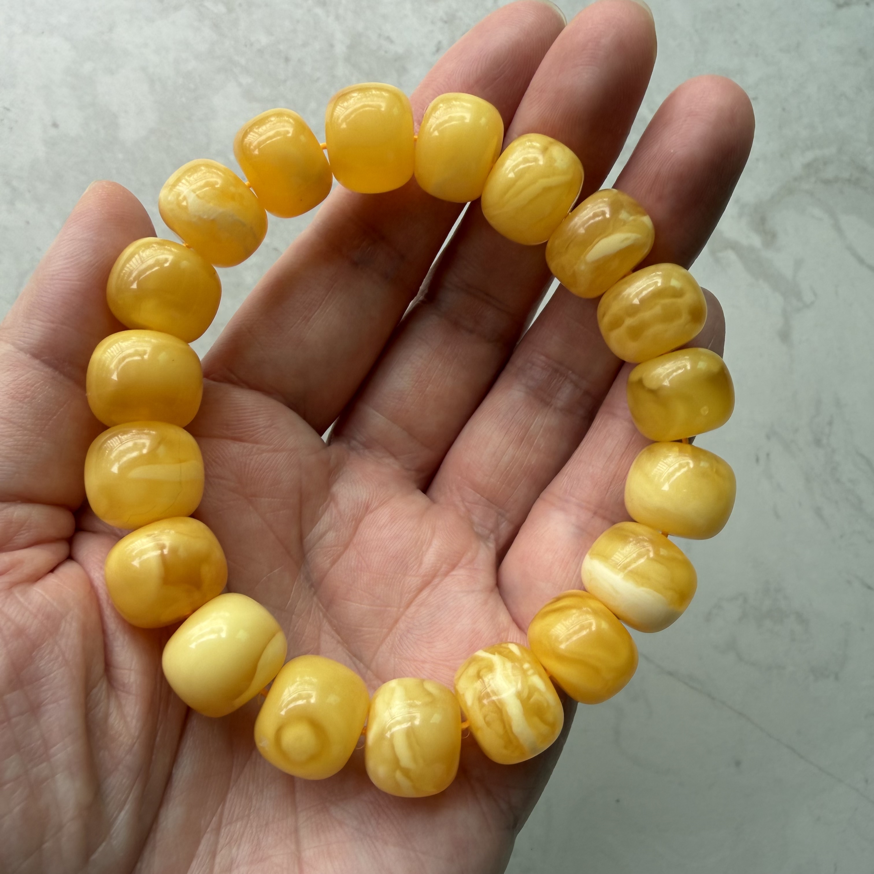 ［閉店一口價］13+mm波羅的海金白花老型手串