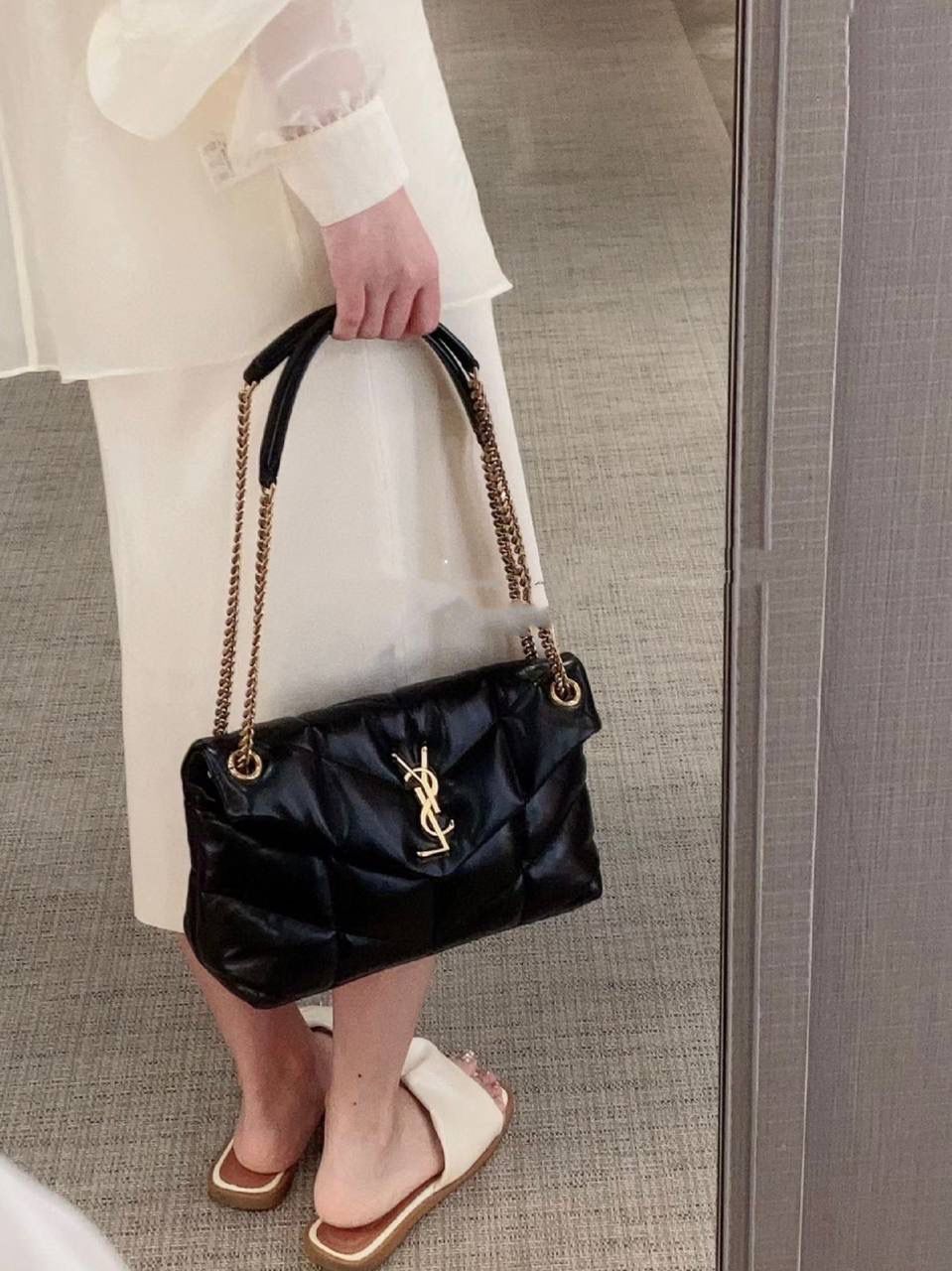 圣罗兰 YSL Puffer 小号/Toy 黑色皮革链条包