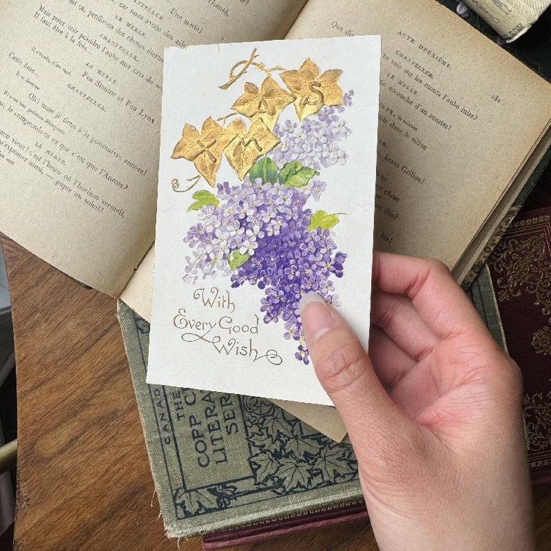 Antique Pre-1918 Printed in Saxony Forget me Not with Every Good Wish Postcard - Embossed and with Gold Foil (MT2305-7)