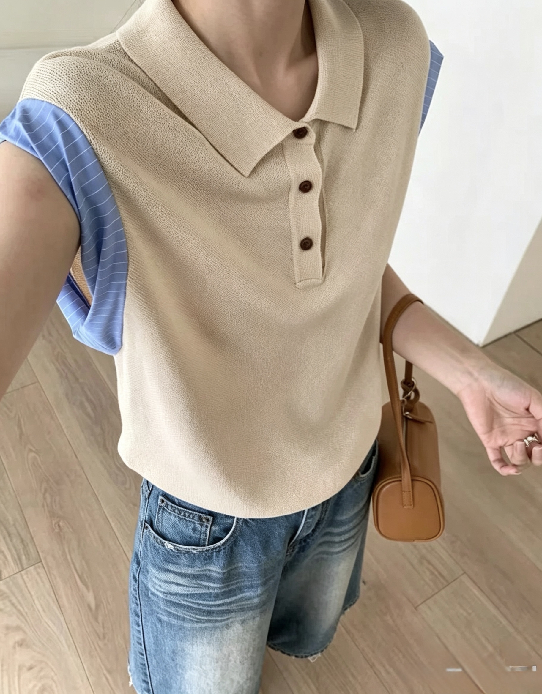 假2 件polo 領knit Top