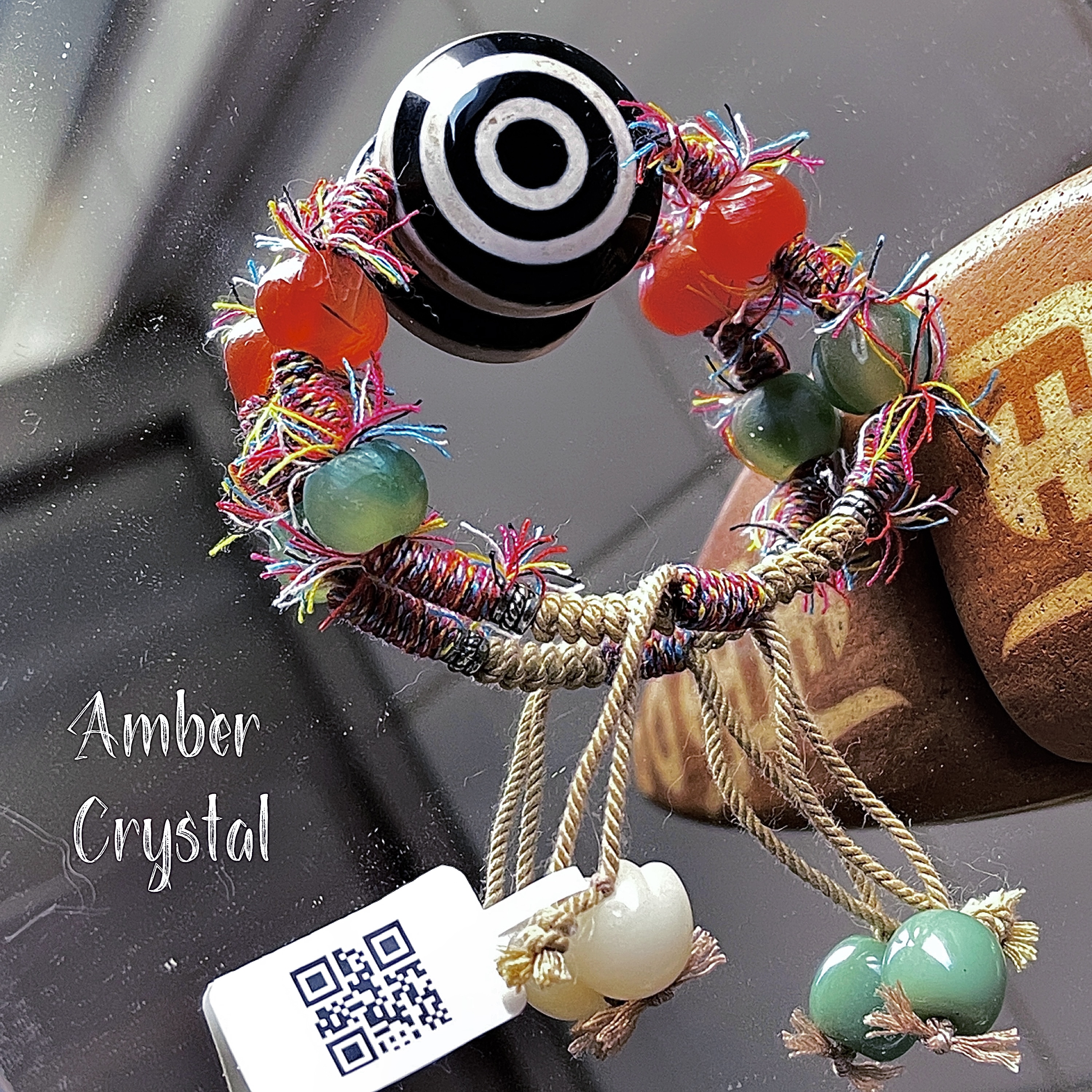 西藏扎基拉母羊板眼天珠 dzi bead