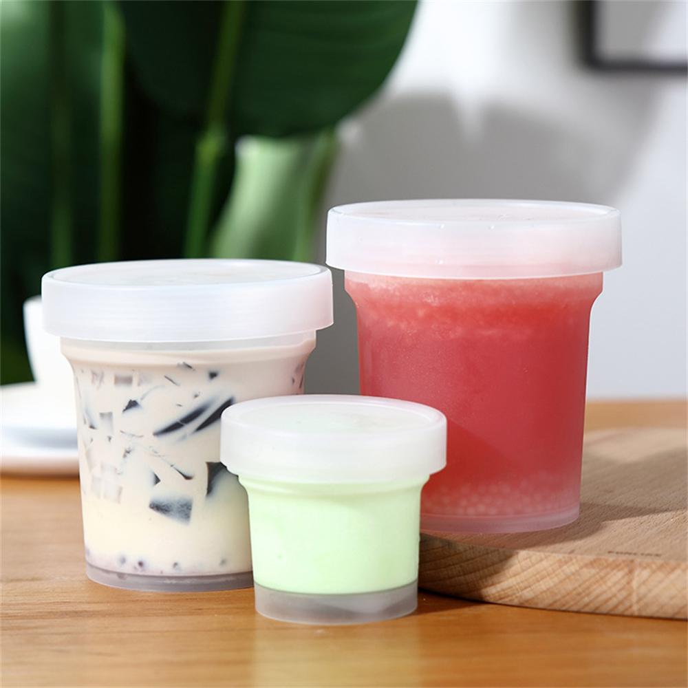 5個裝 透明圓形食物密封罐 帶蓋甜品杯 糖水杯 野餐杯外賣盒 奶茶杯 PARTY甜品包裝食物盒 布丁杯 塑膠保鮮盒 儲物密封盒 飲品杯[平行進口] HK1053