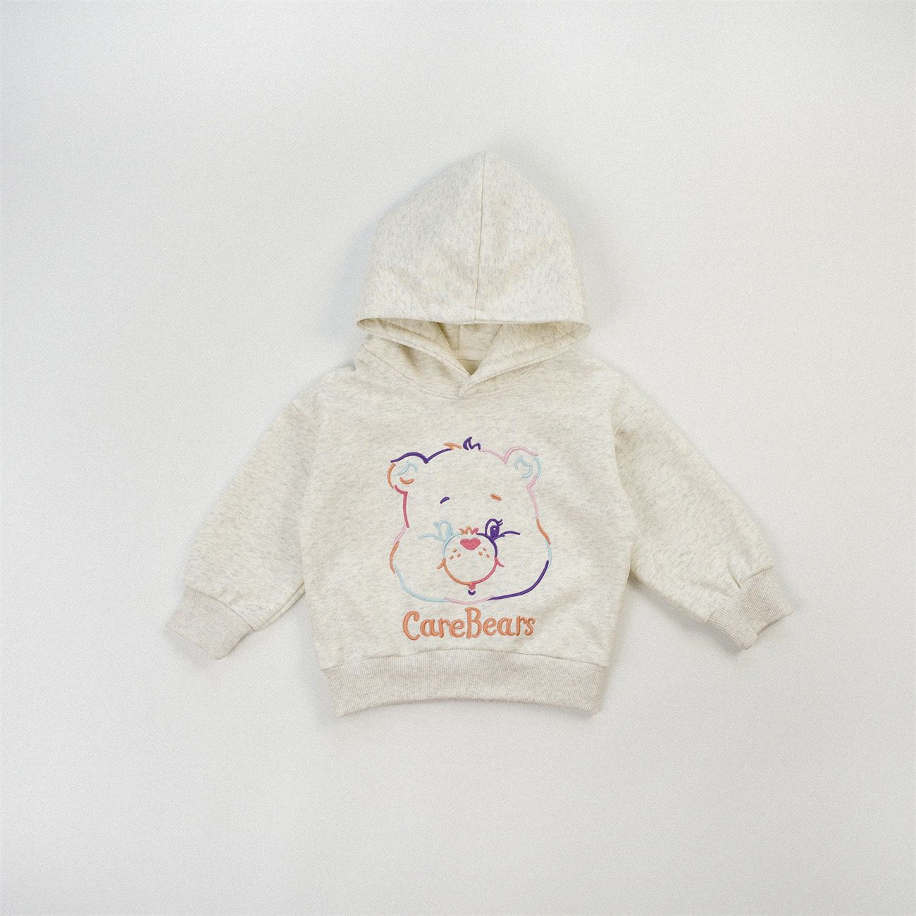 日單刺繡彩虹熊連帽衛衣