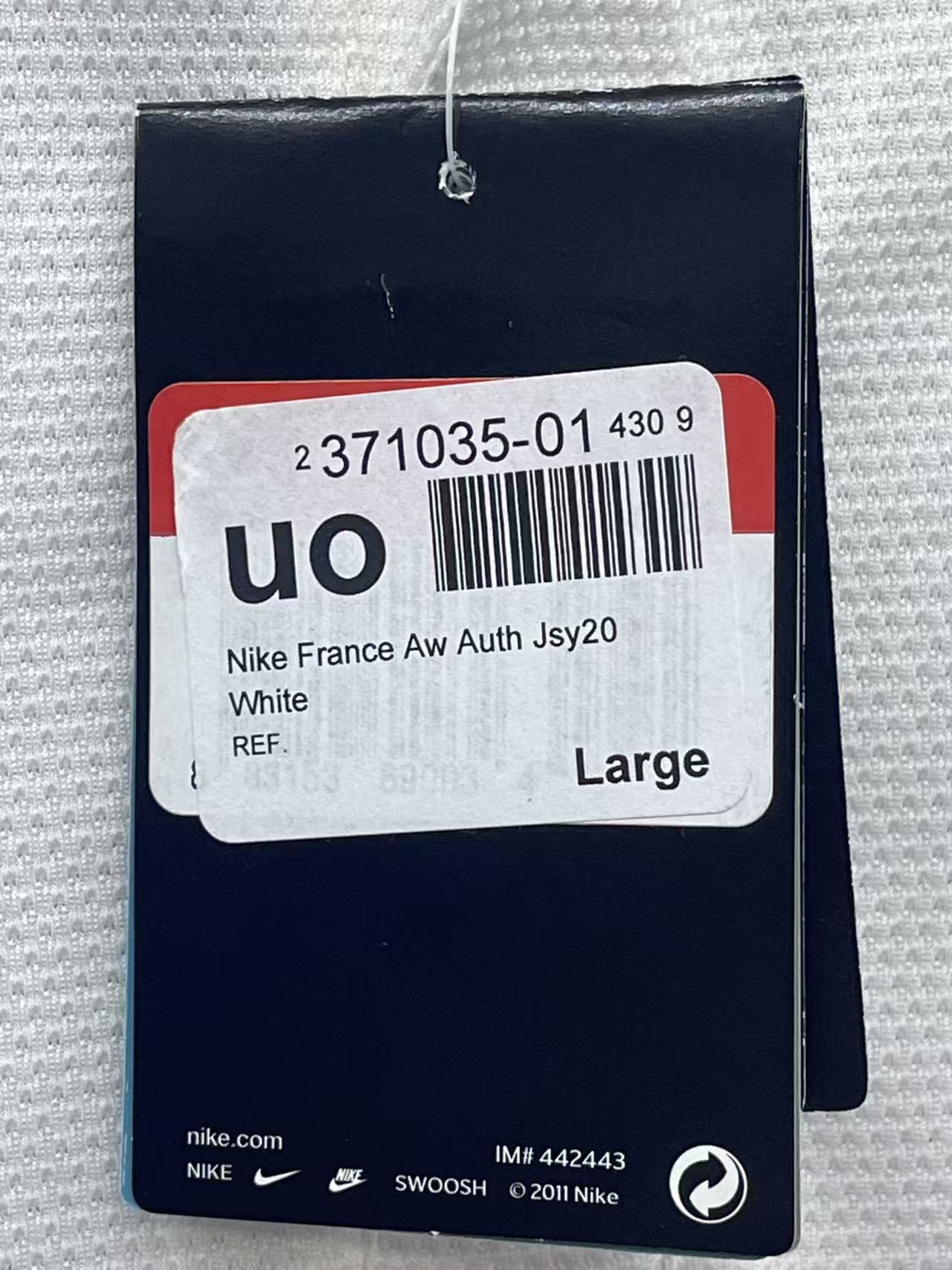 2012 France Away Authentic Shirt Size L #6 CABAYE  "BNWT"