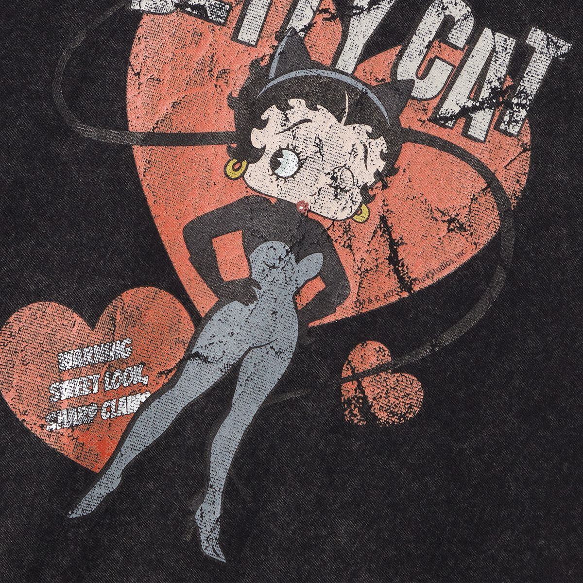[CNVS x Betty Boop] BETTY BOOP Betty Cat Oversized T-shirt Charcoal