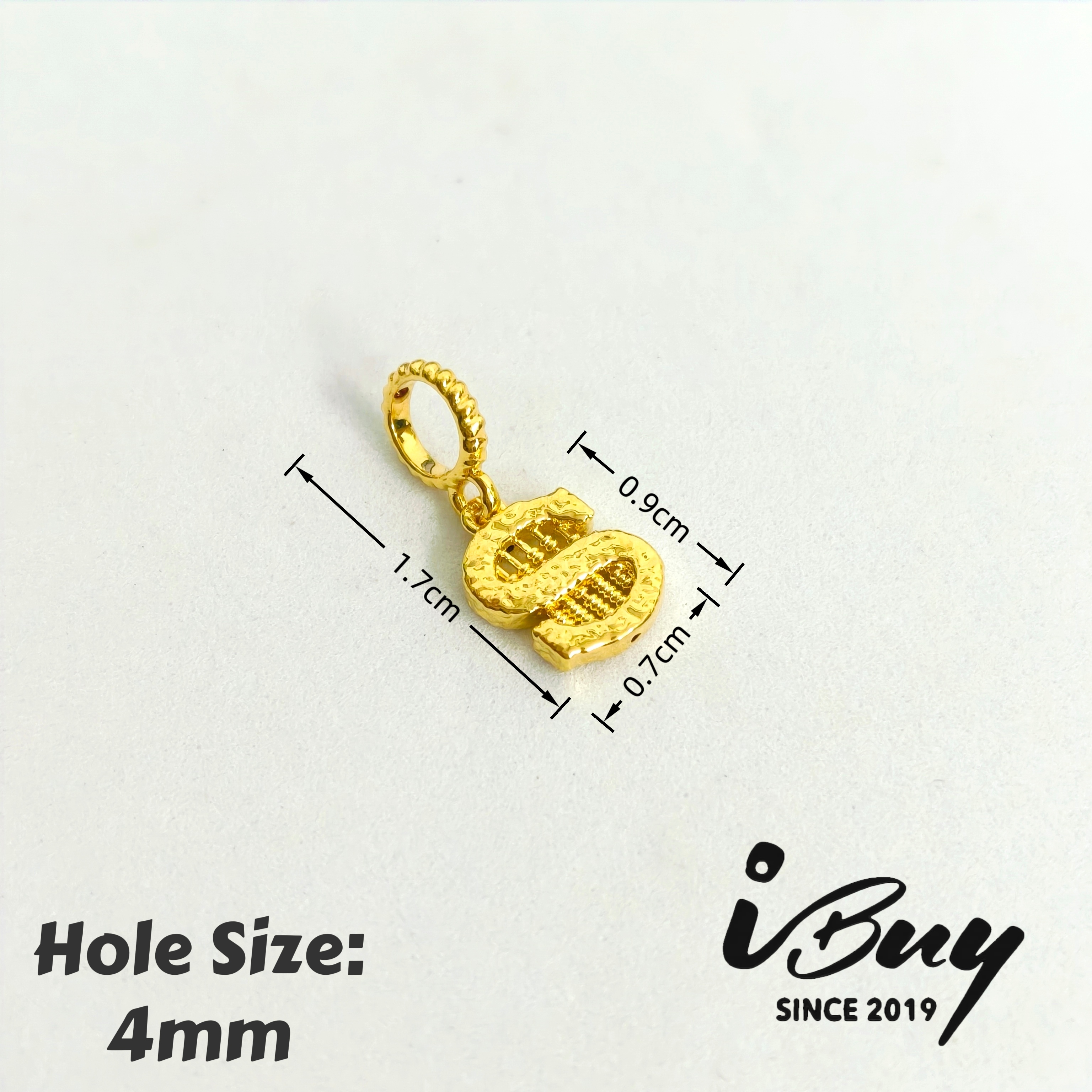 916 HARD GOLD $ ABACUS CHARM 916 硬金 $算盘串咀