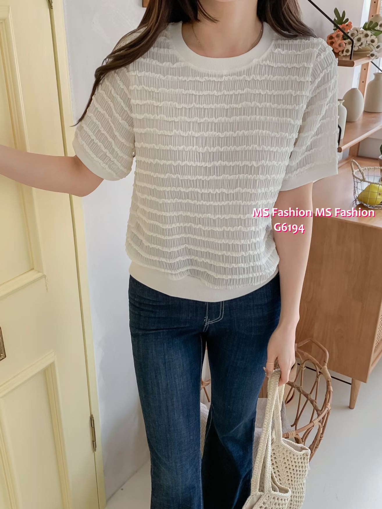 G6194 韓國🇰🇷凹凸紋淨色top