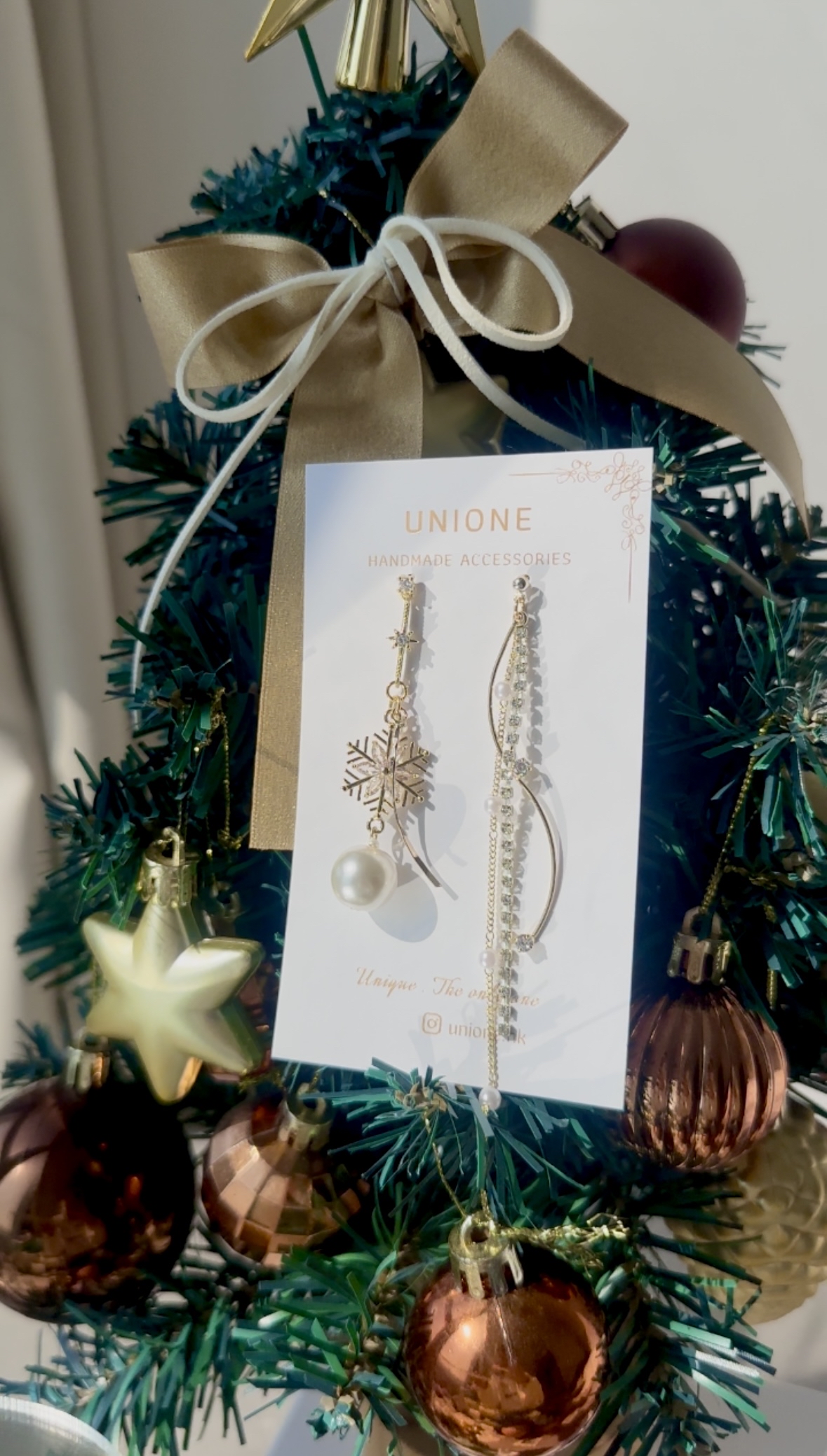 白色聖誕❄️雪花鑽耳環(金)