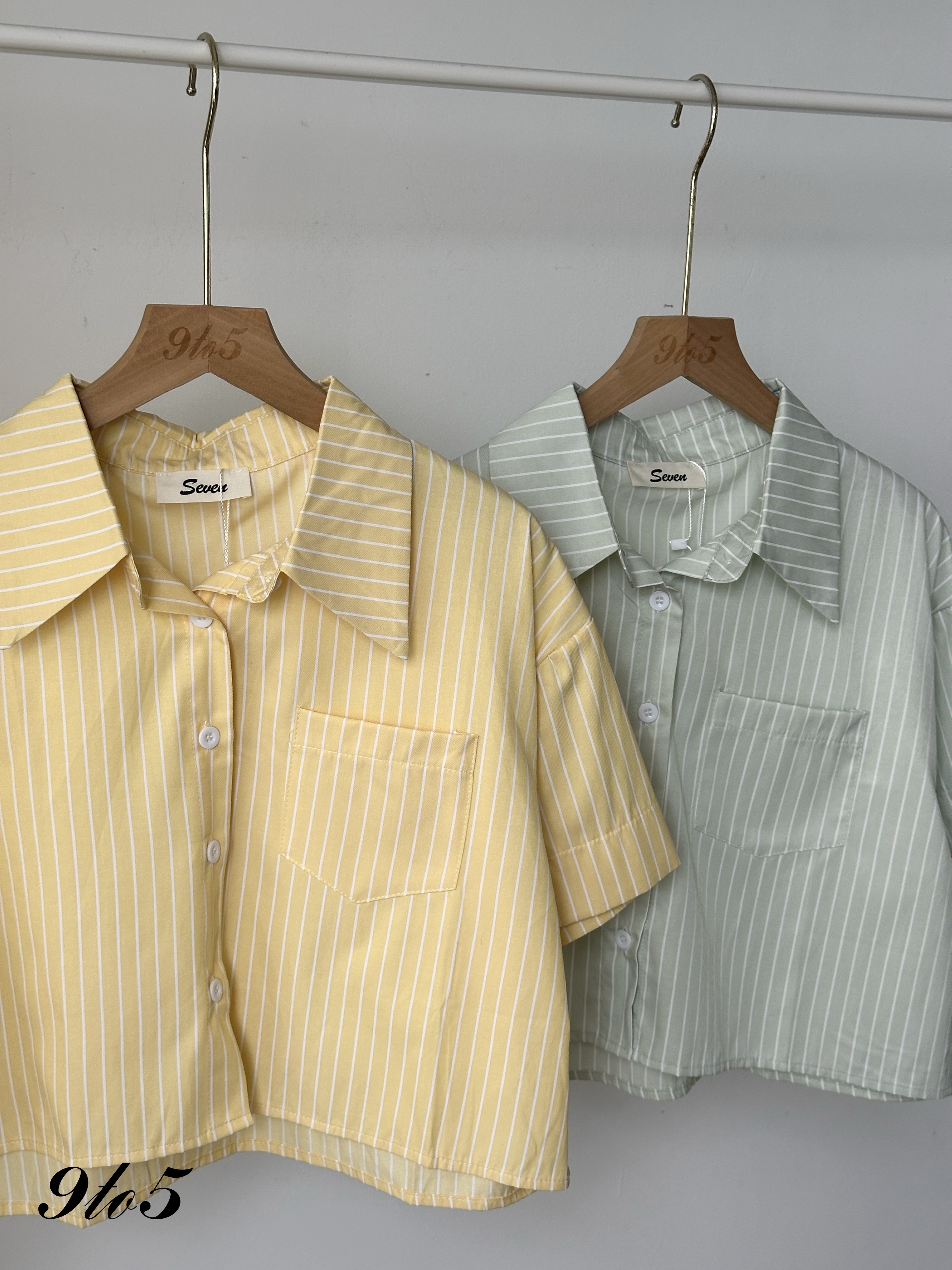 T4084 Stripe Crop Shirt - 4 Colors 