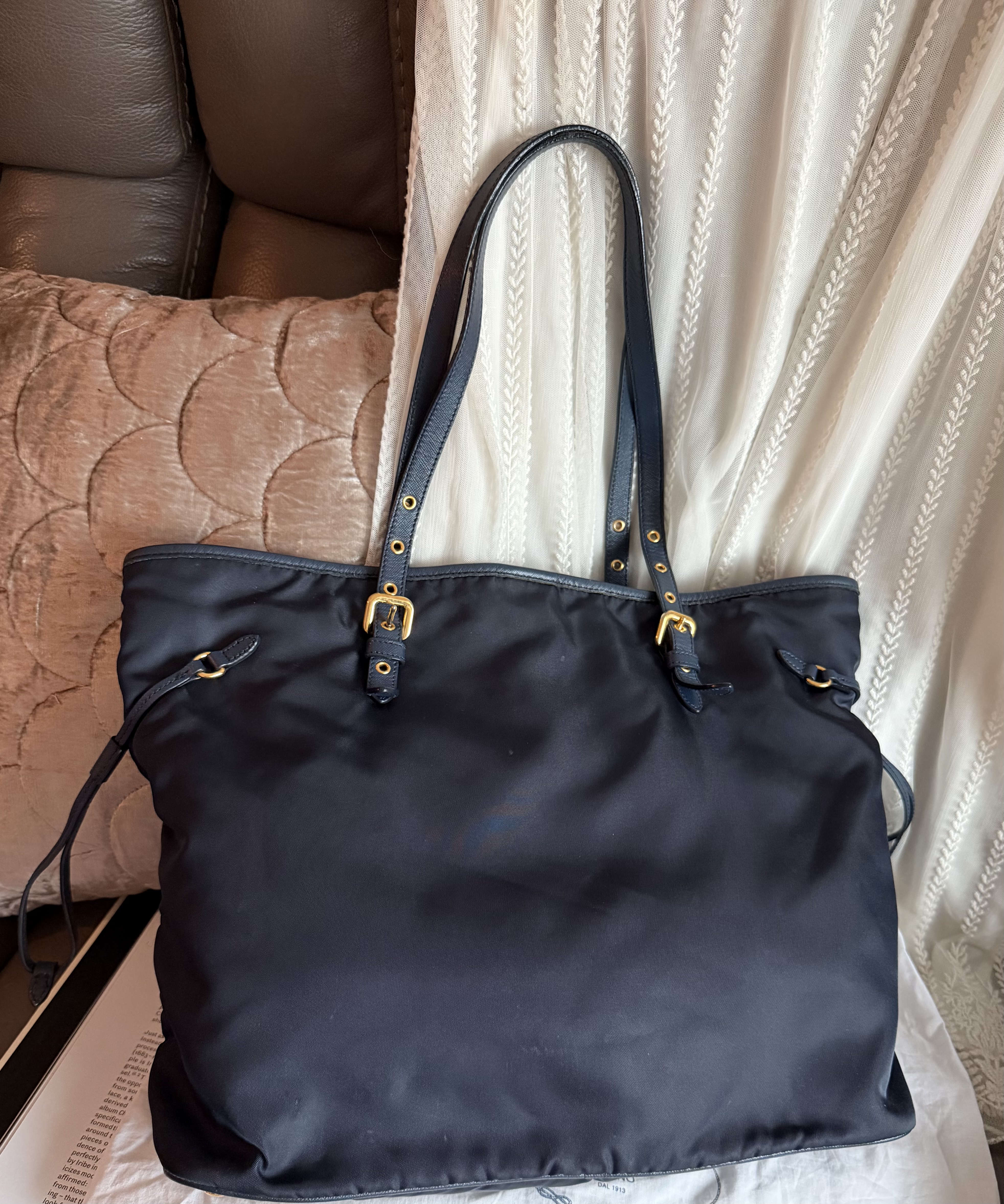 prada re nylon deep navy blue neverfull shoulder bag 