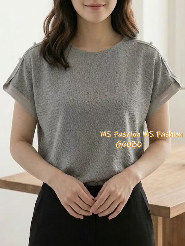 G6080 韓國🇰🇷簡約有款肩珠top