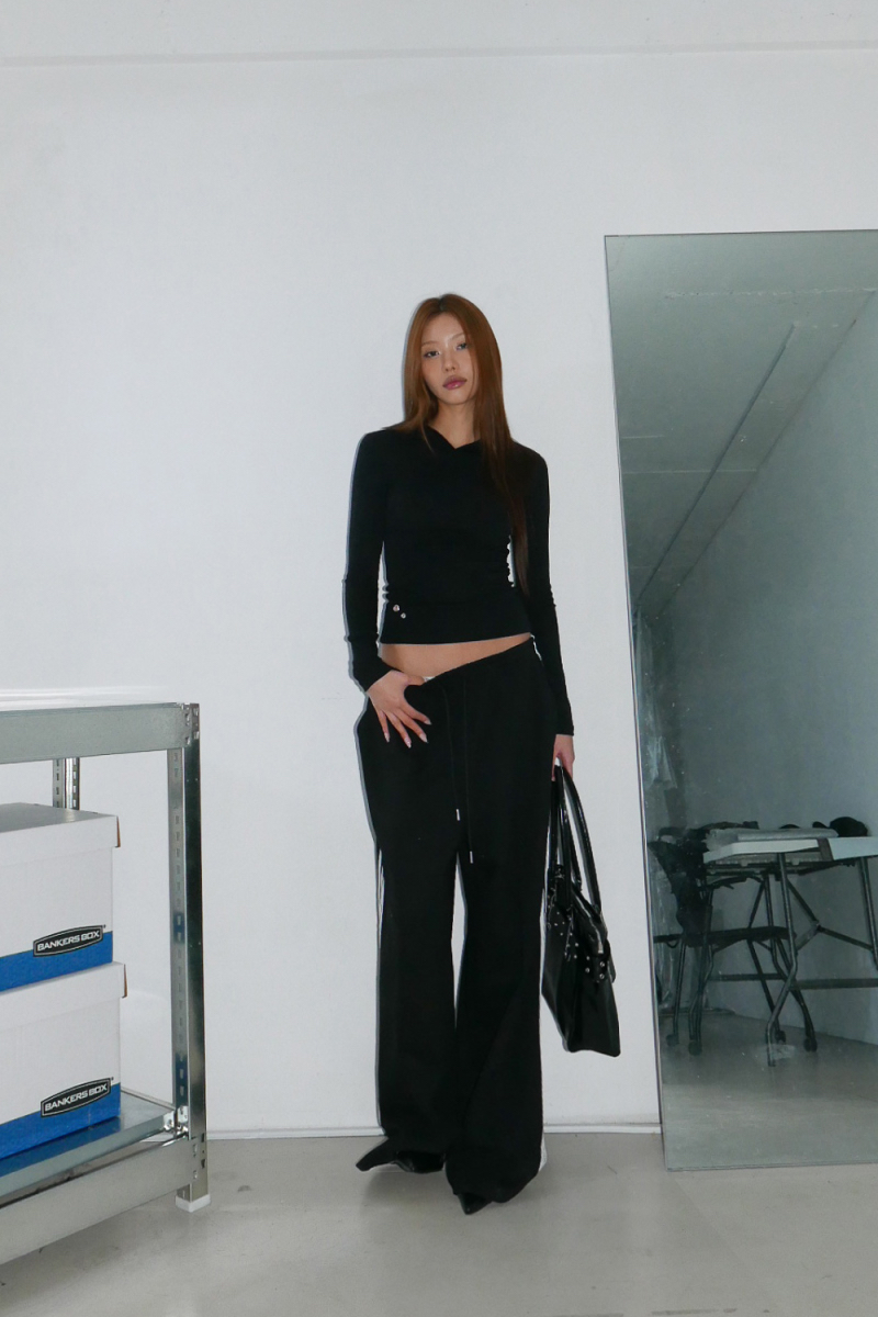 Eyelet Cutout Hooded Top