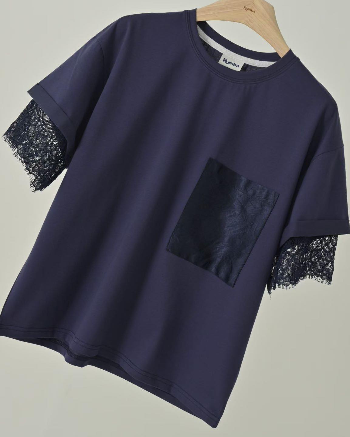 lace layer袖全棉tee