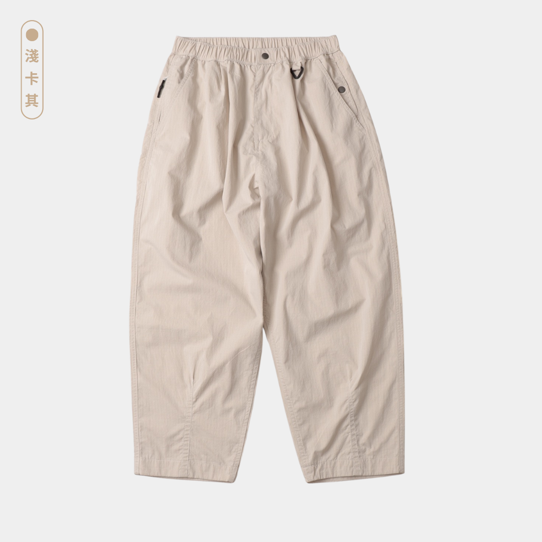 寬版格紋九分褲