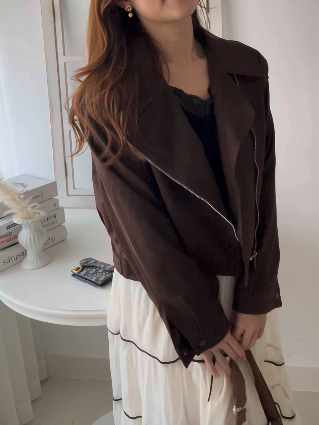 啞面磨砂Biker Jacket (KR)棕色318111