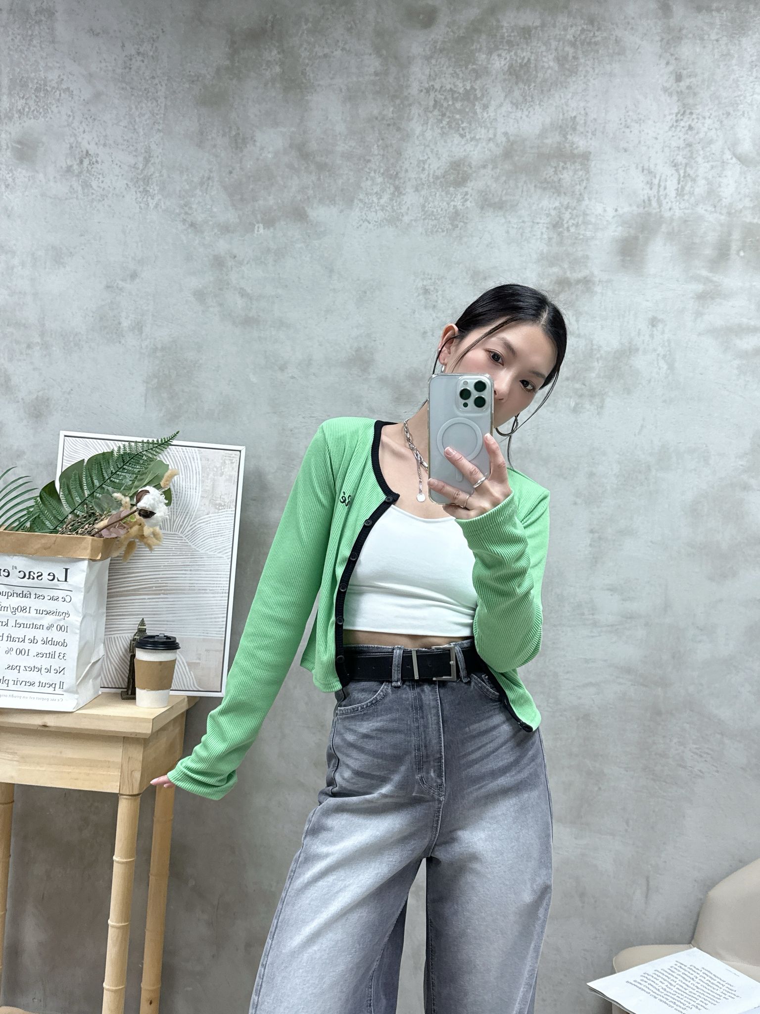 B12 拼色暗紋外套