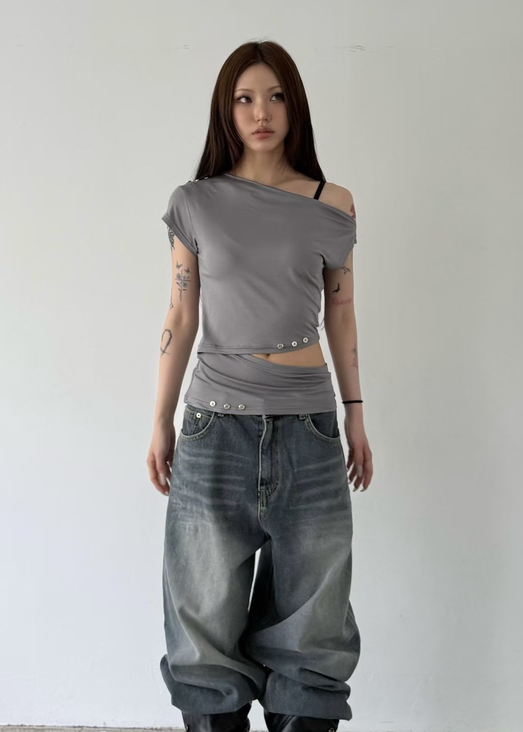 Asymmetric Ruched Cutout Top