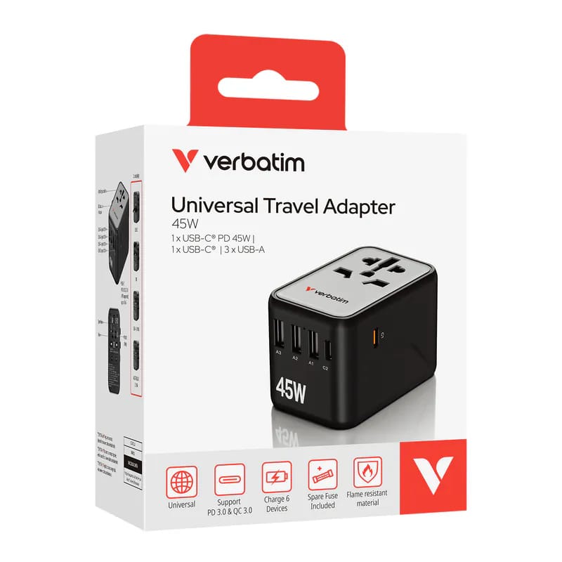Verbatim 45W 萬用旅行轉接頭