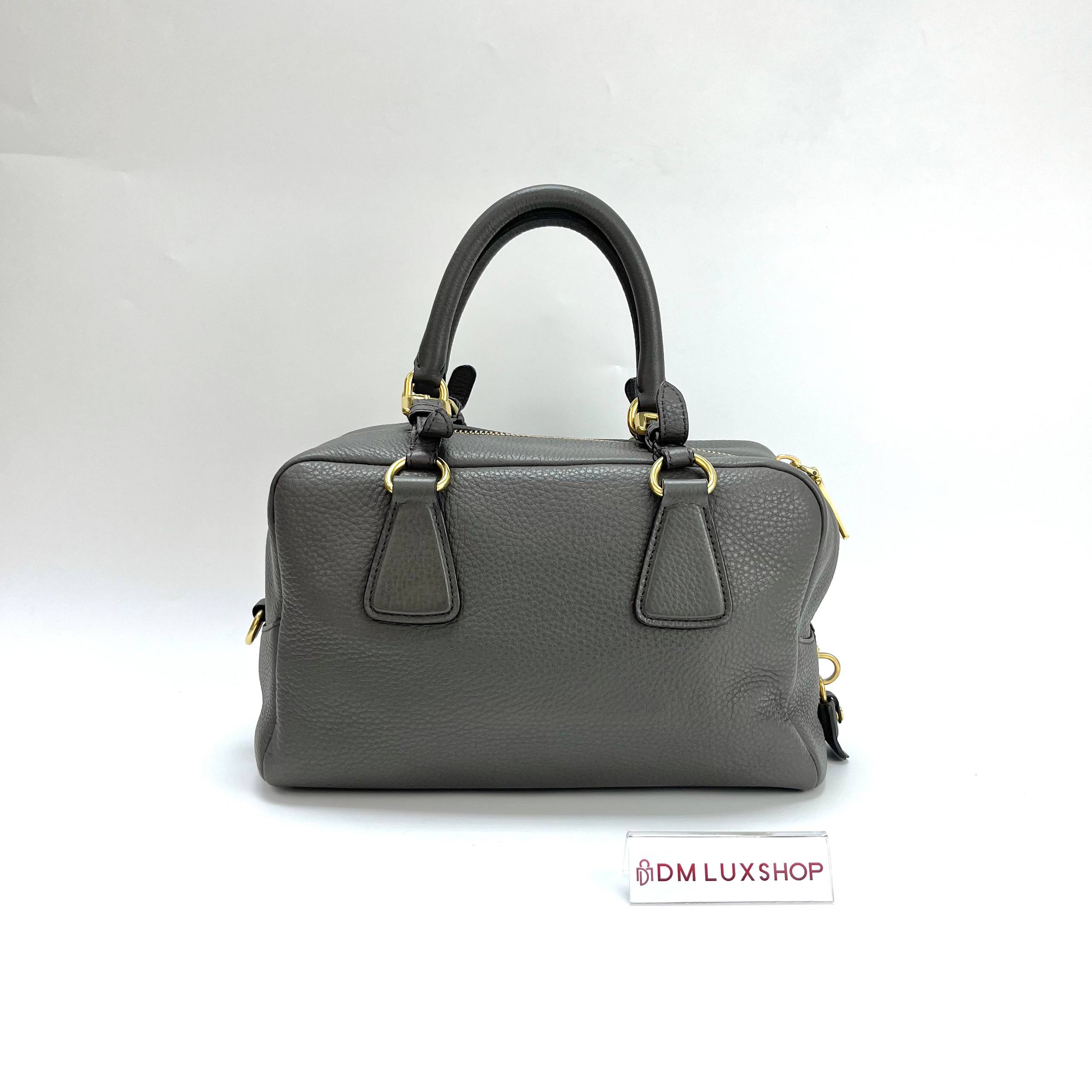 Prada Grey Bauletto Boston Bag GHW