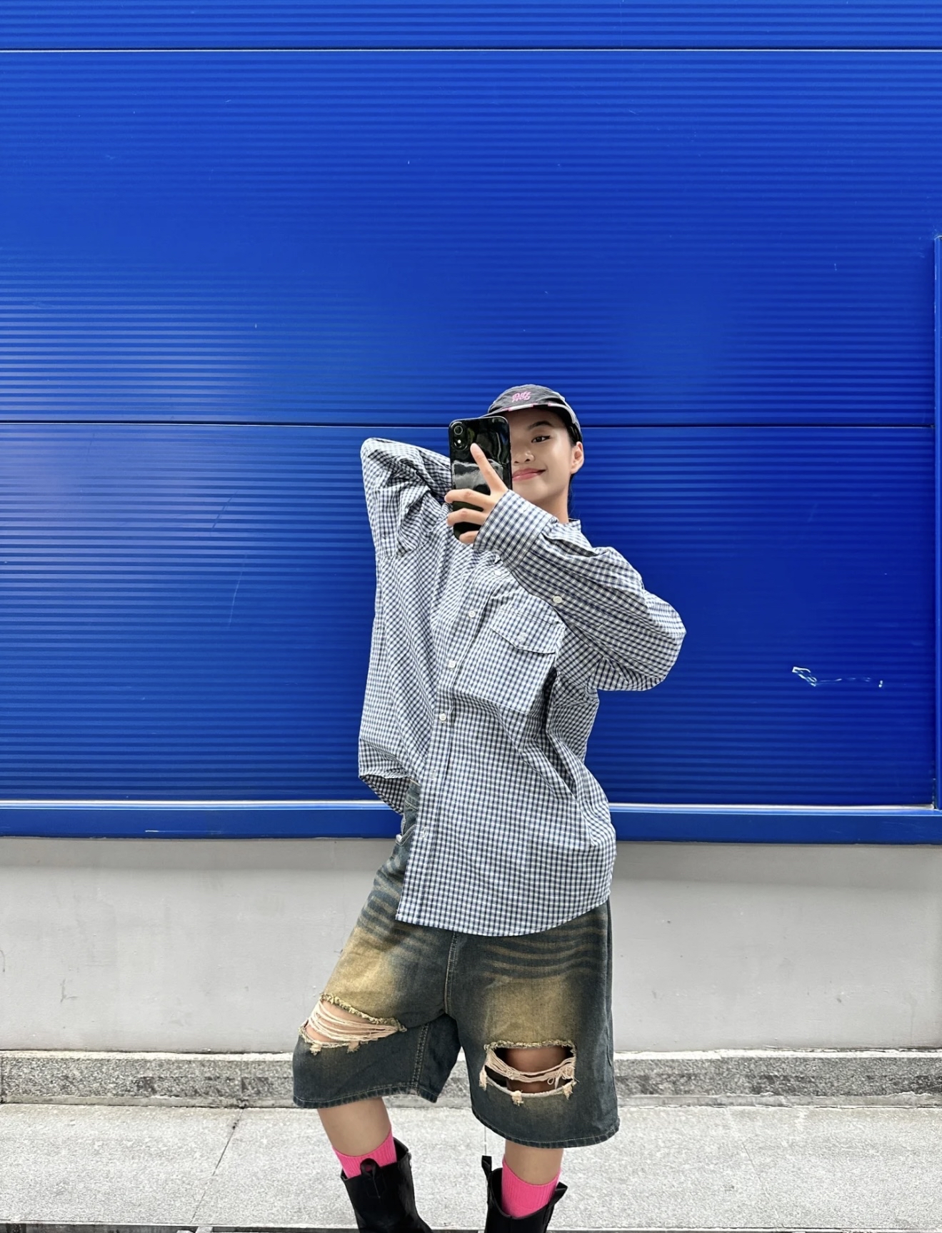 J217复古破洞牛仔裤