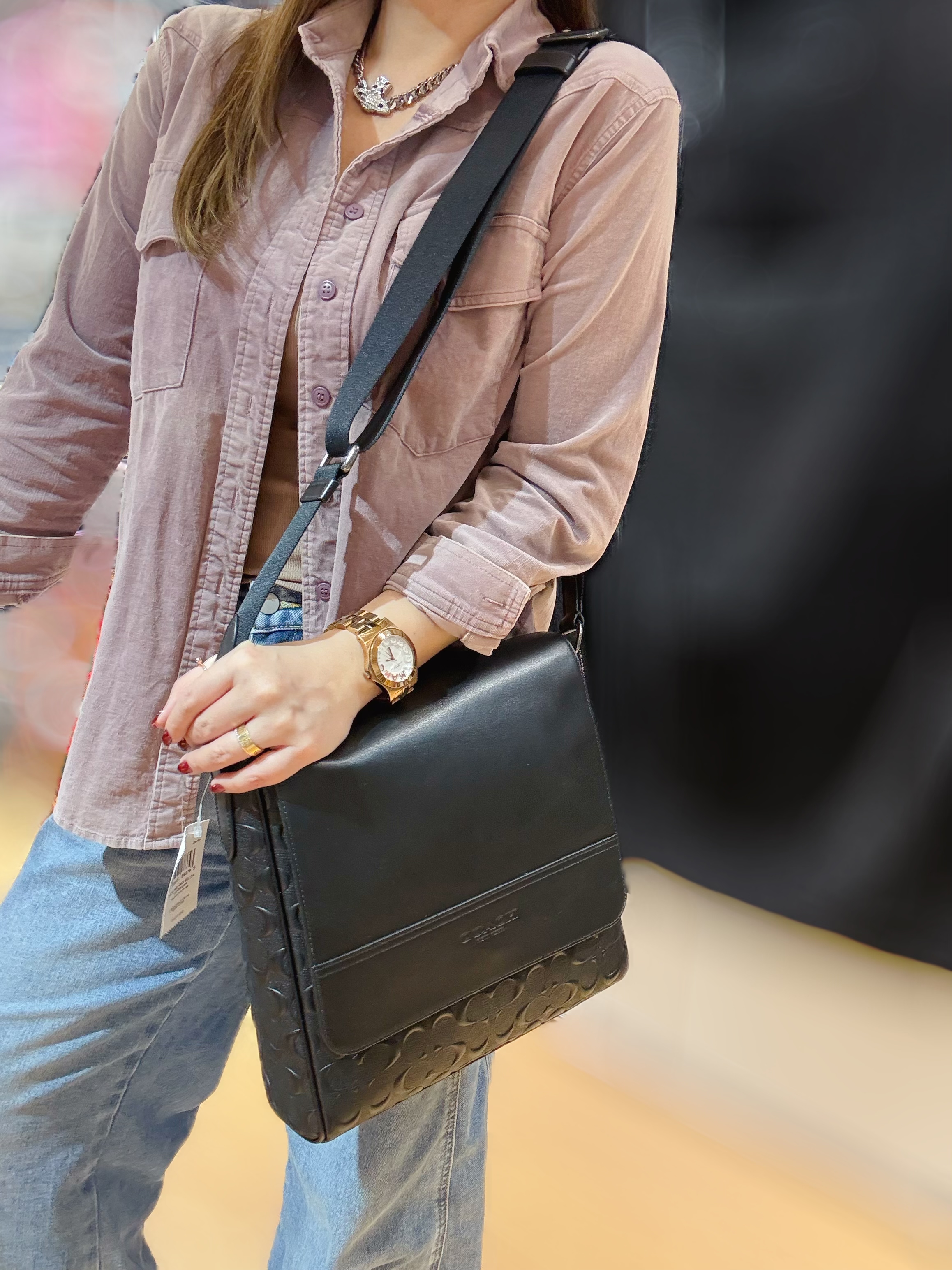 Coach Houston map bag sleather/blk