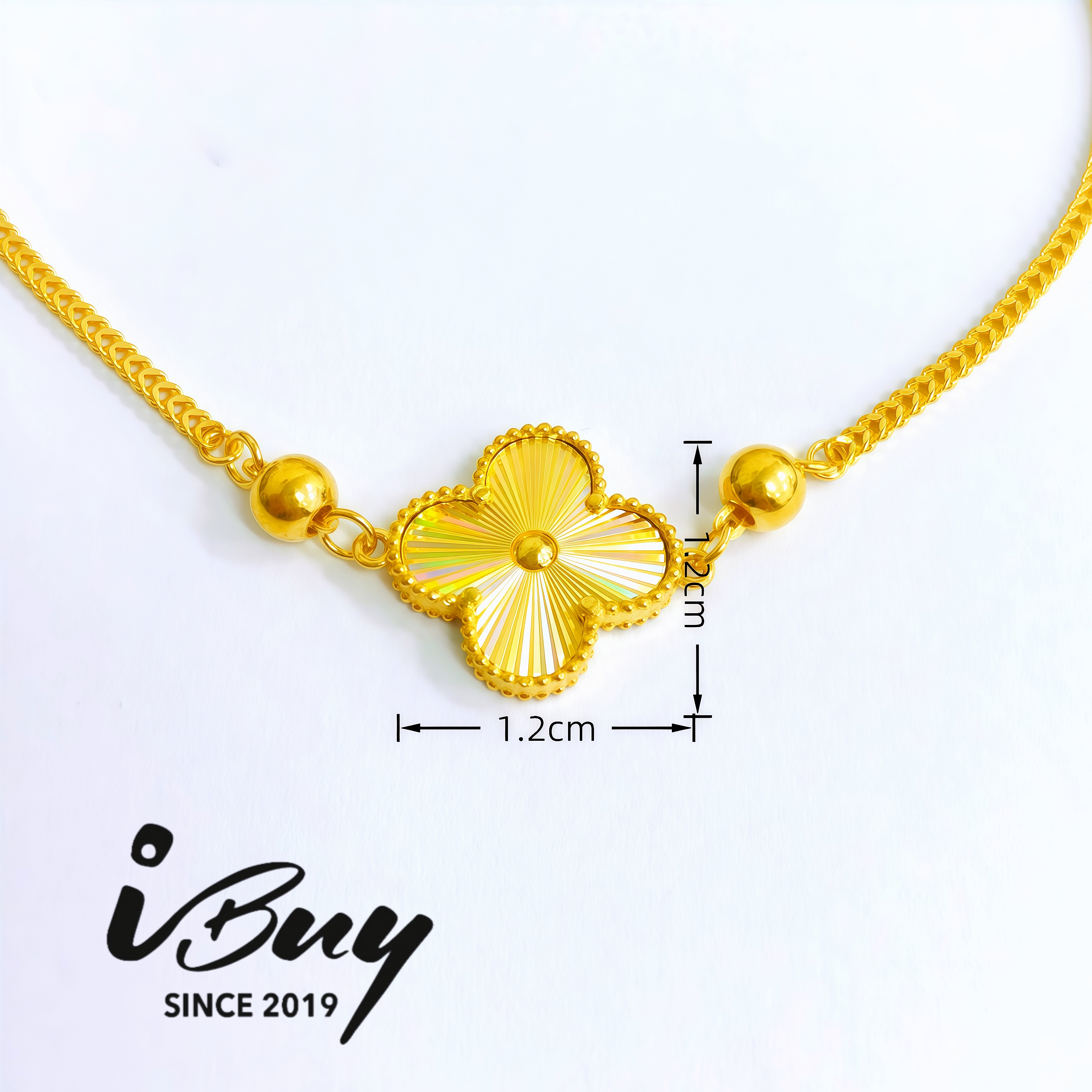 916 GOLD 12MM N.L 1 VCA FOX CHAIN BRACELET 916 金 12MM1花极光四叶草狐尾手链