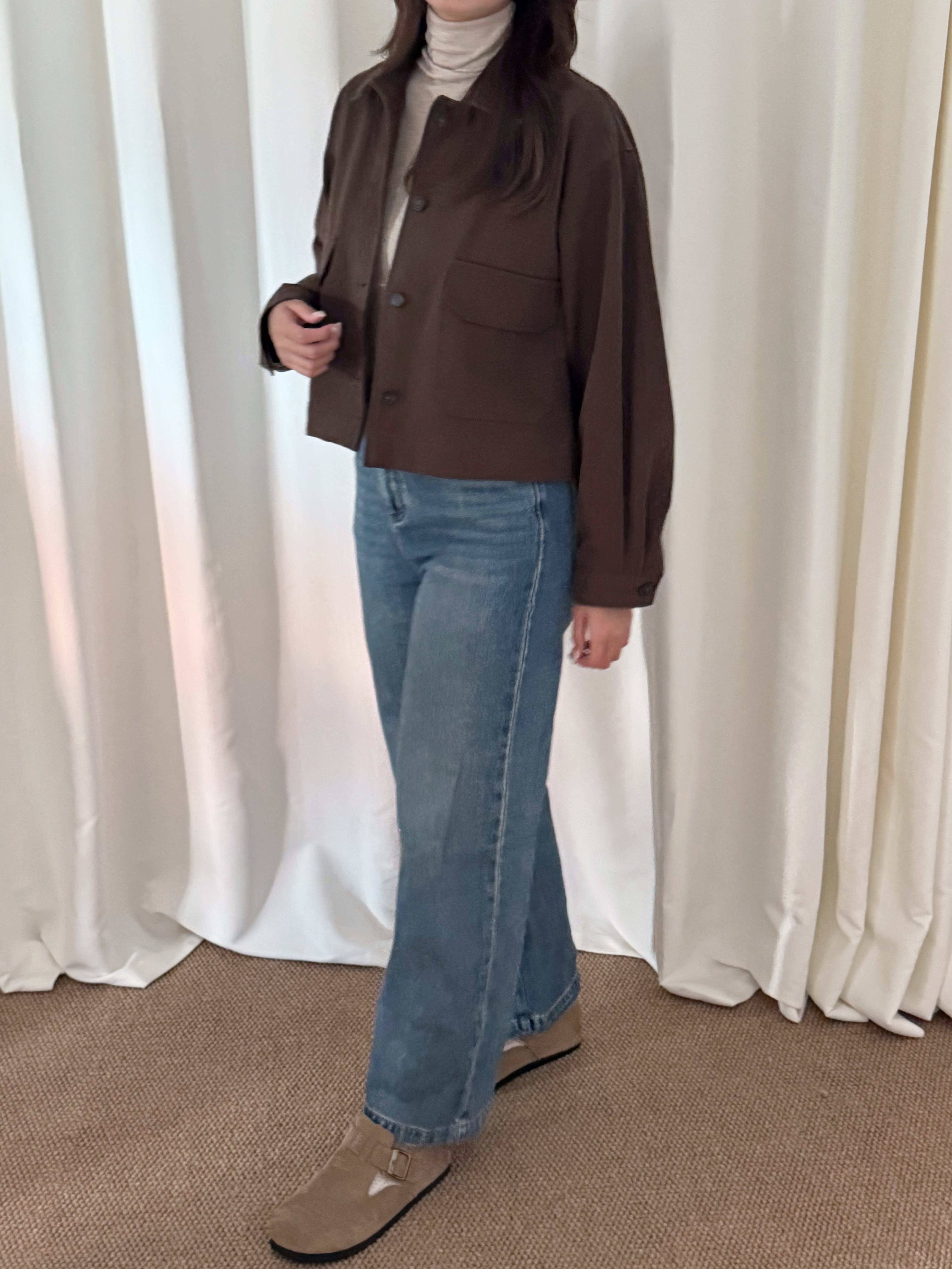 [巴恩風外套!]Leather Collar Barn Jacket(兩色入)