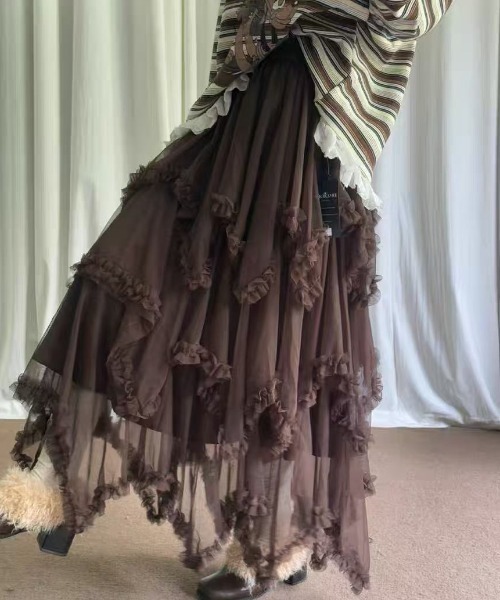 Lace薄紗蛋糕長裙【JS006】