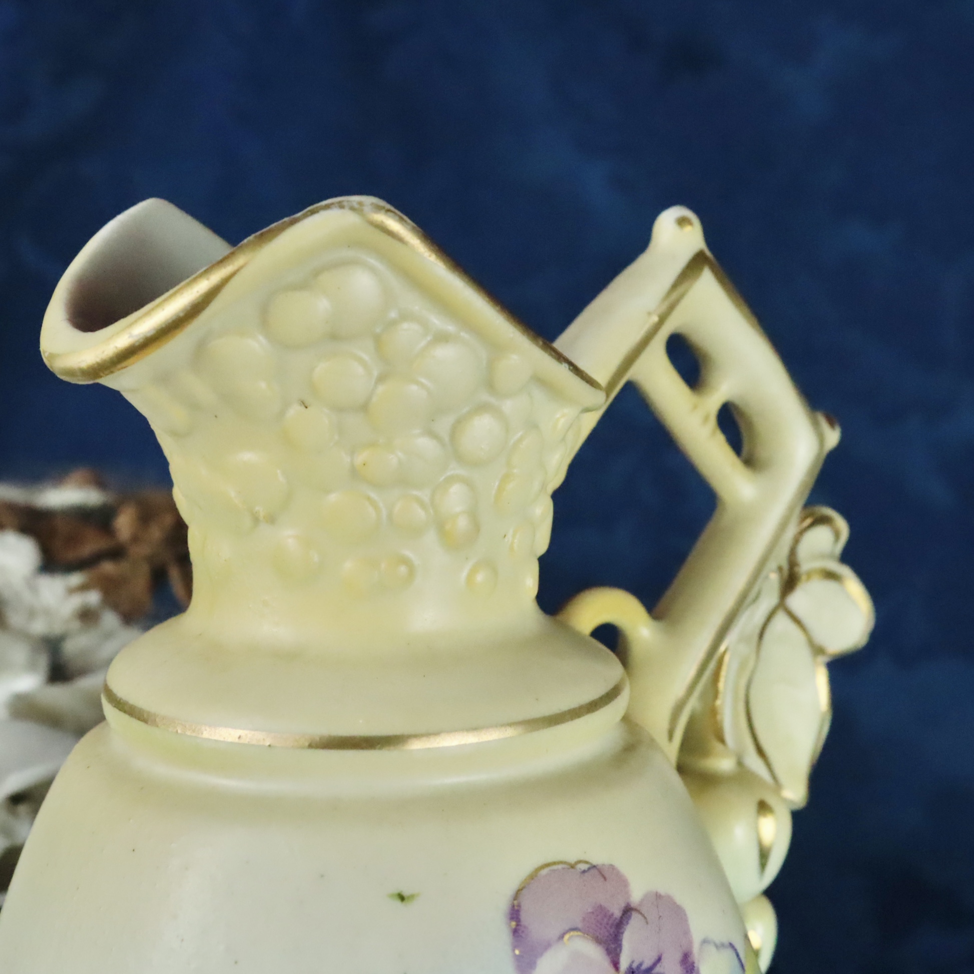 Early to Mid-century Made in Austria Sweet Violet Ceramic Water Jug/Plant Watering Pitcher (MT1662)