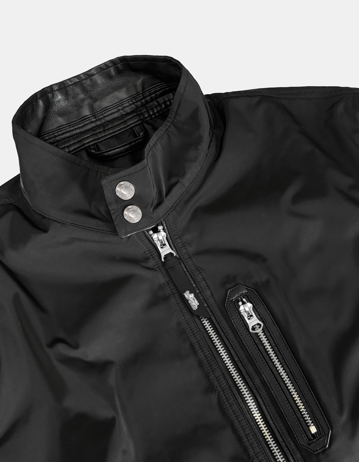 BADBLOOD [w-jkt26-037] Contour Technical Leather Panel High-Neck Jacket - Black