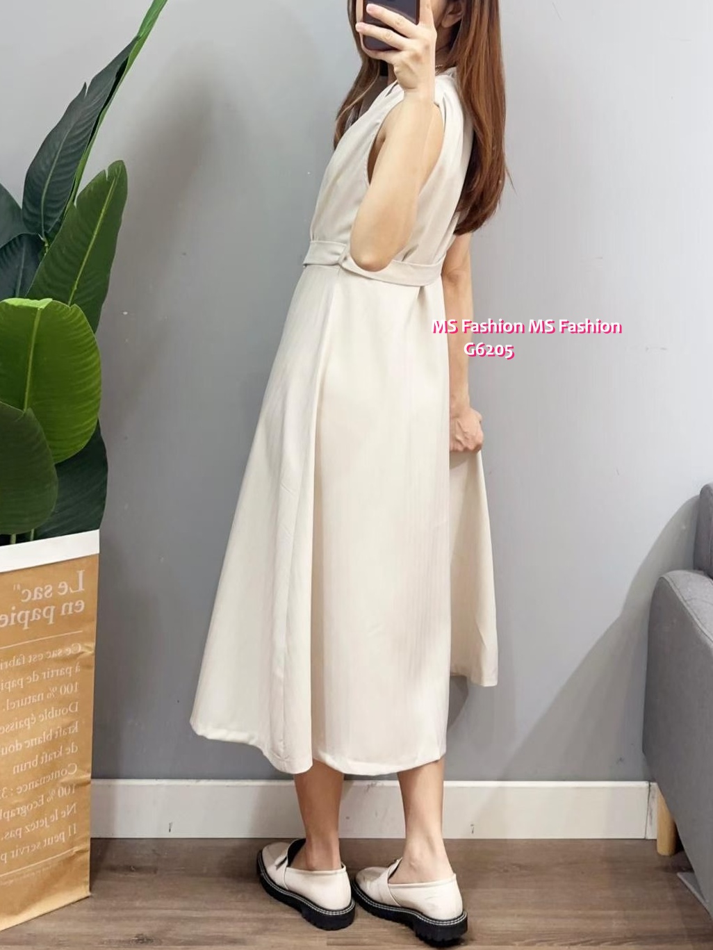 G6205 韓國🇰🇷暗直紋背心連身裙