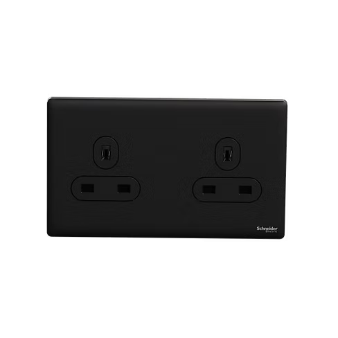 施耐德 Unica X 曜石黑 13A孖蘇 插座