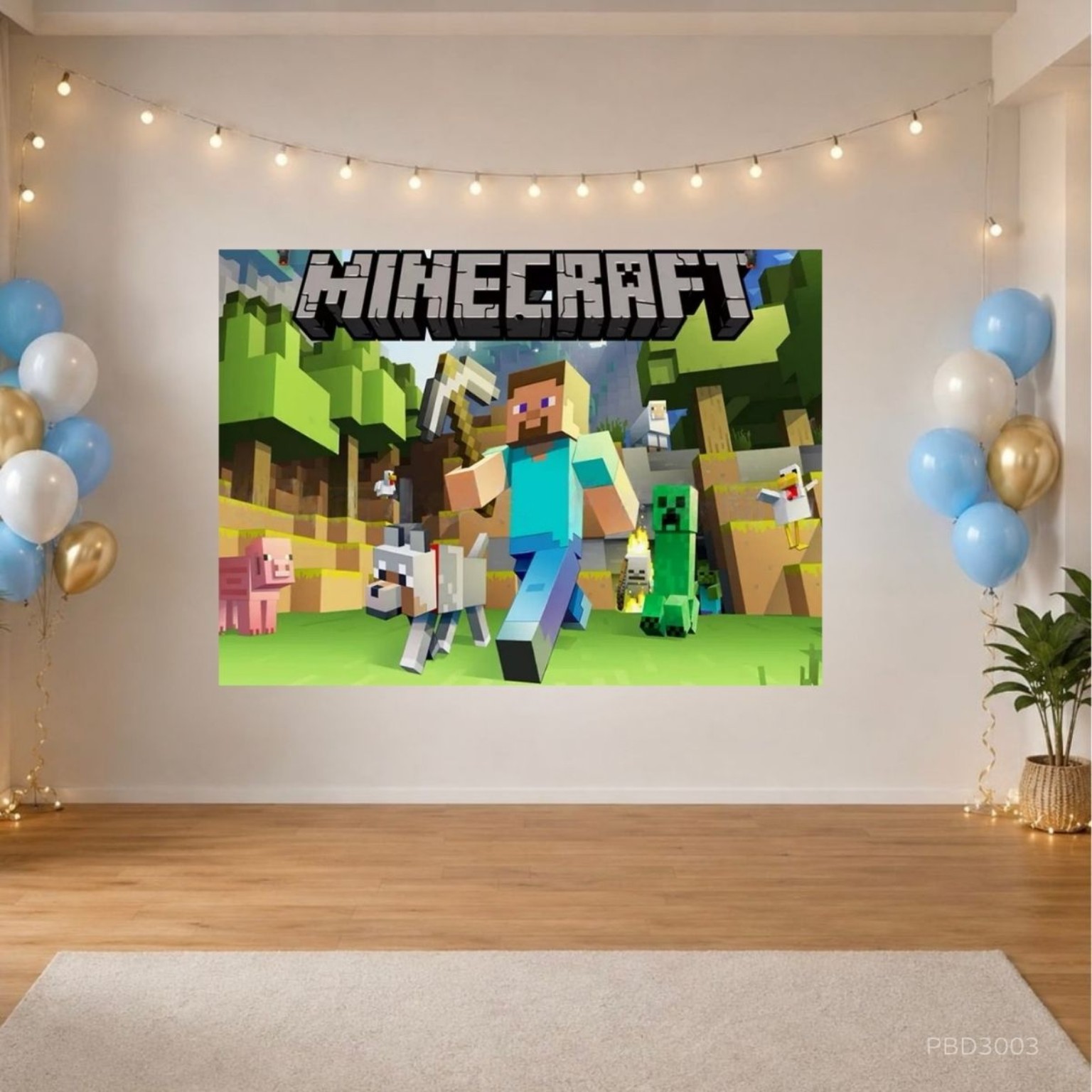 Minecraft主題生日派對背景布 150×100mm Party Backdrop｜PBD3003