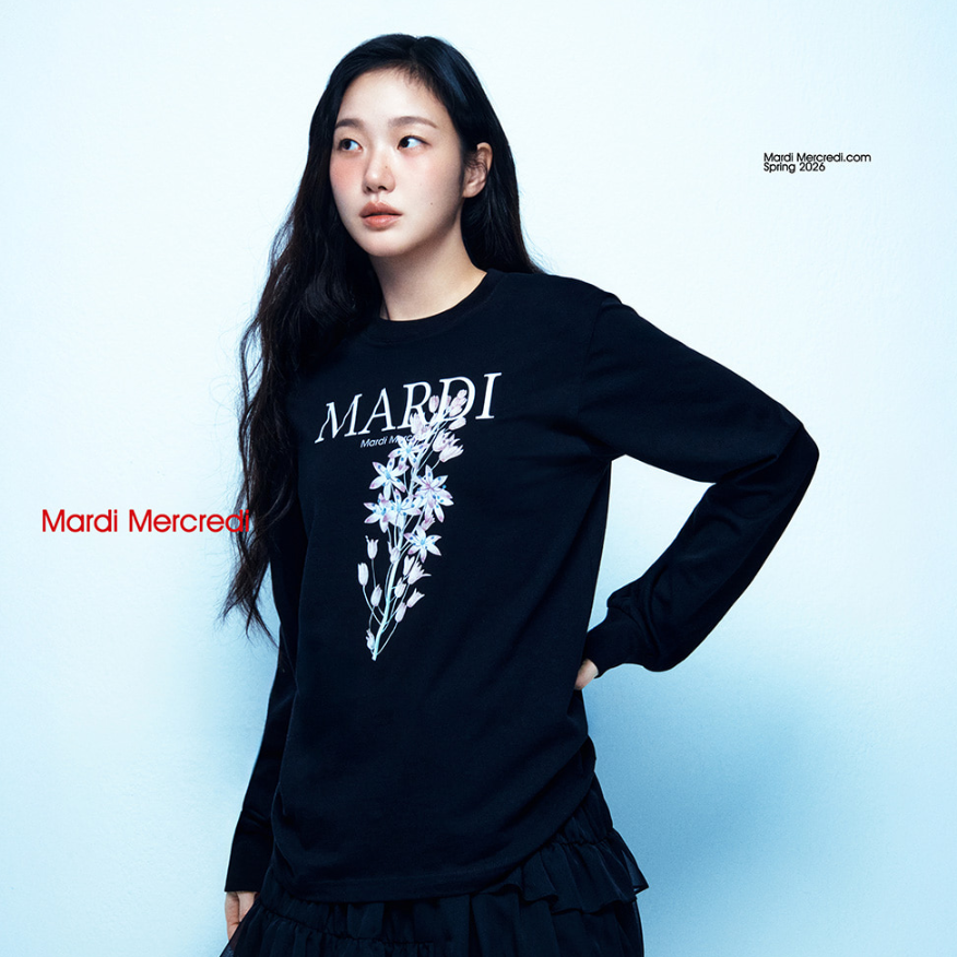 [Mardi Mercredi] TSHIRT LONG SLEEVE LILIES 01_BLACK