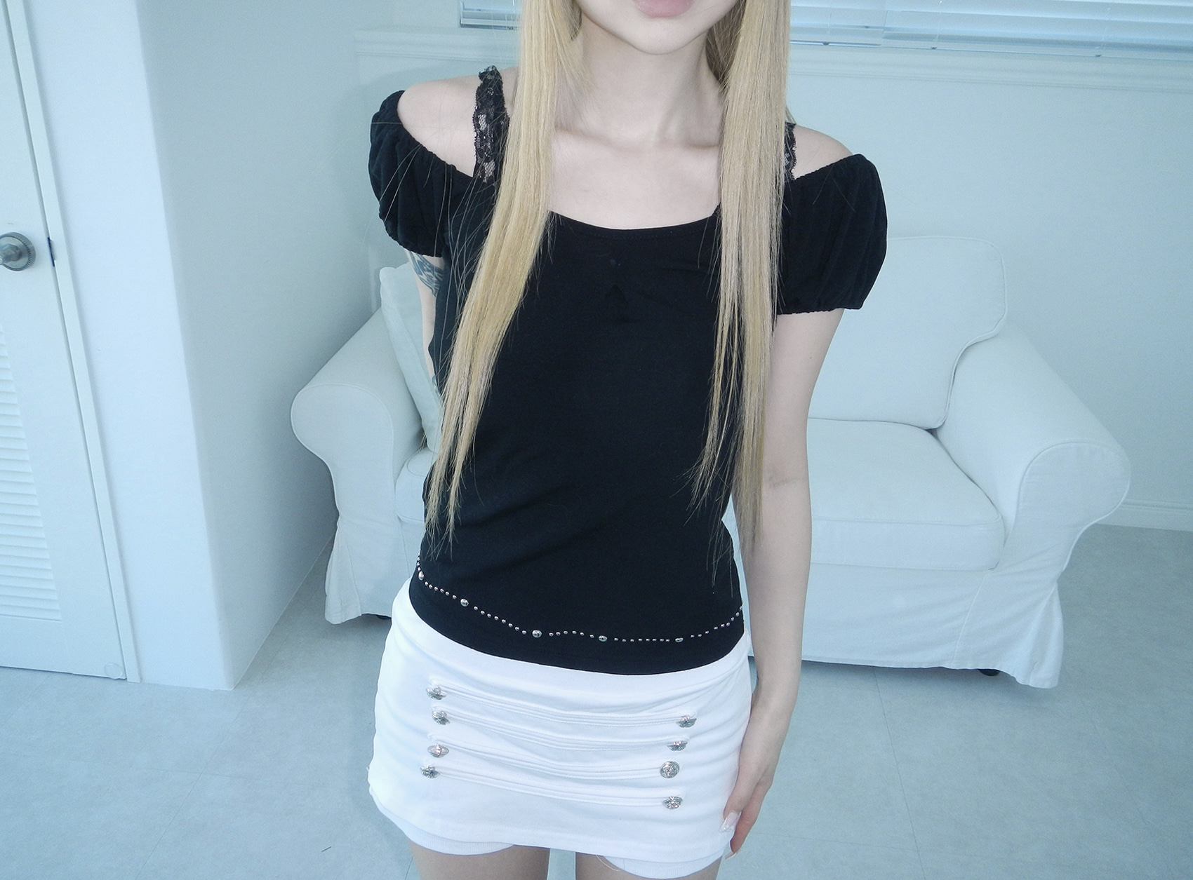 Studded Ruched Cap Sleeve Top